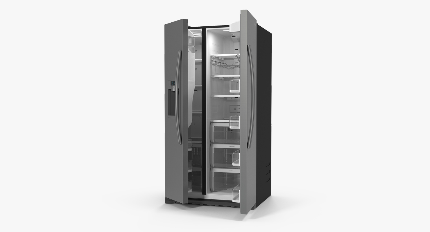 3D Samsung Stainless Side By Side Refrigerator model