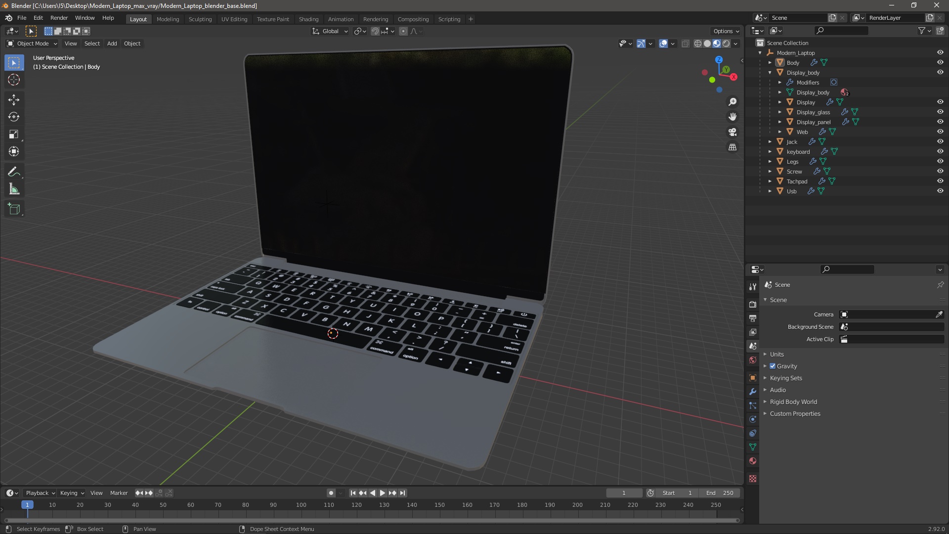 3D Modern Laptop model