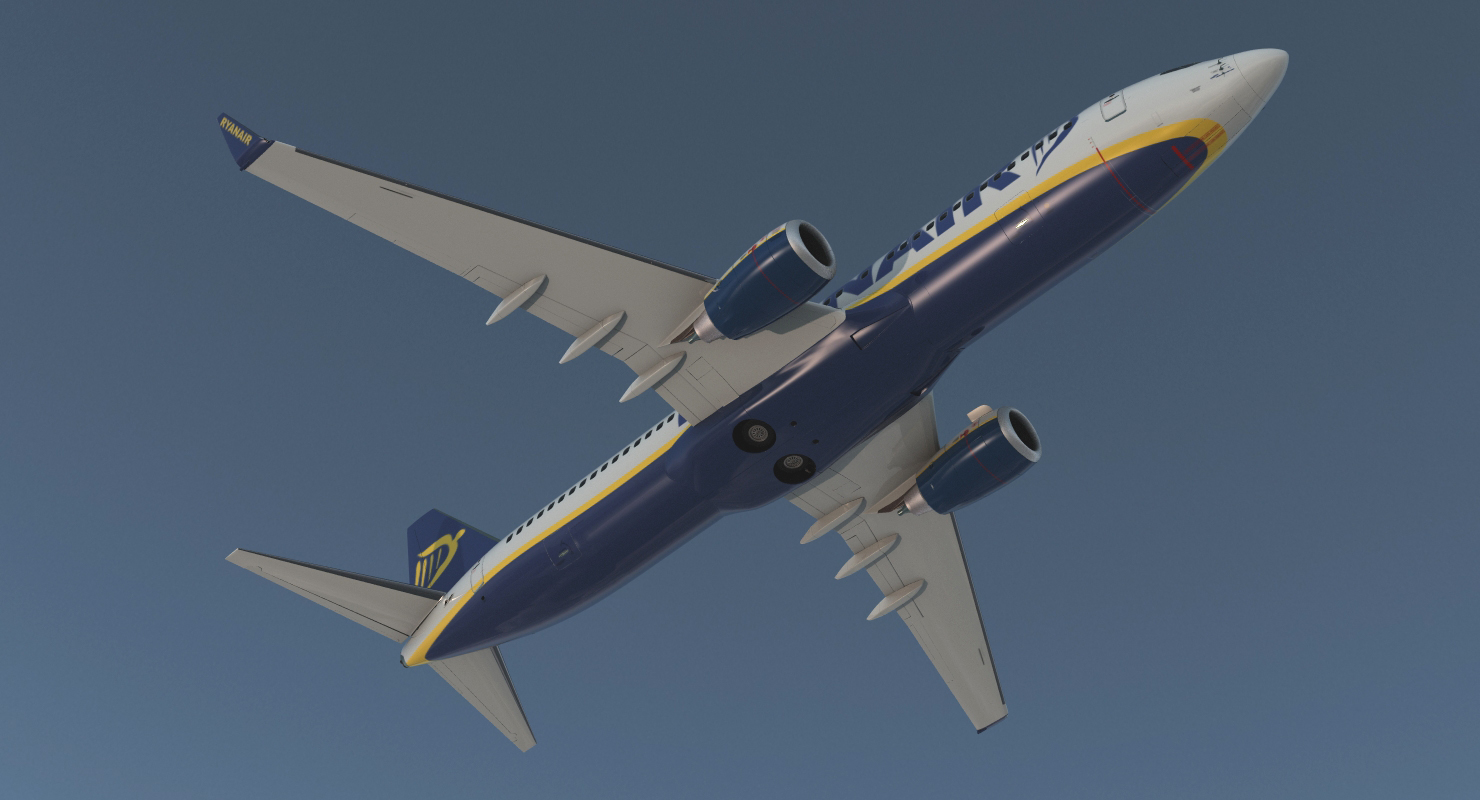 3D Boeing 737 800 with Interior Ryanair Rigged model