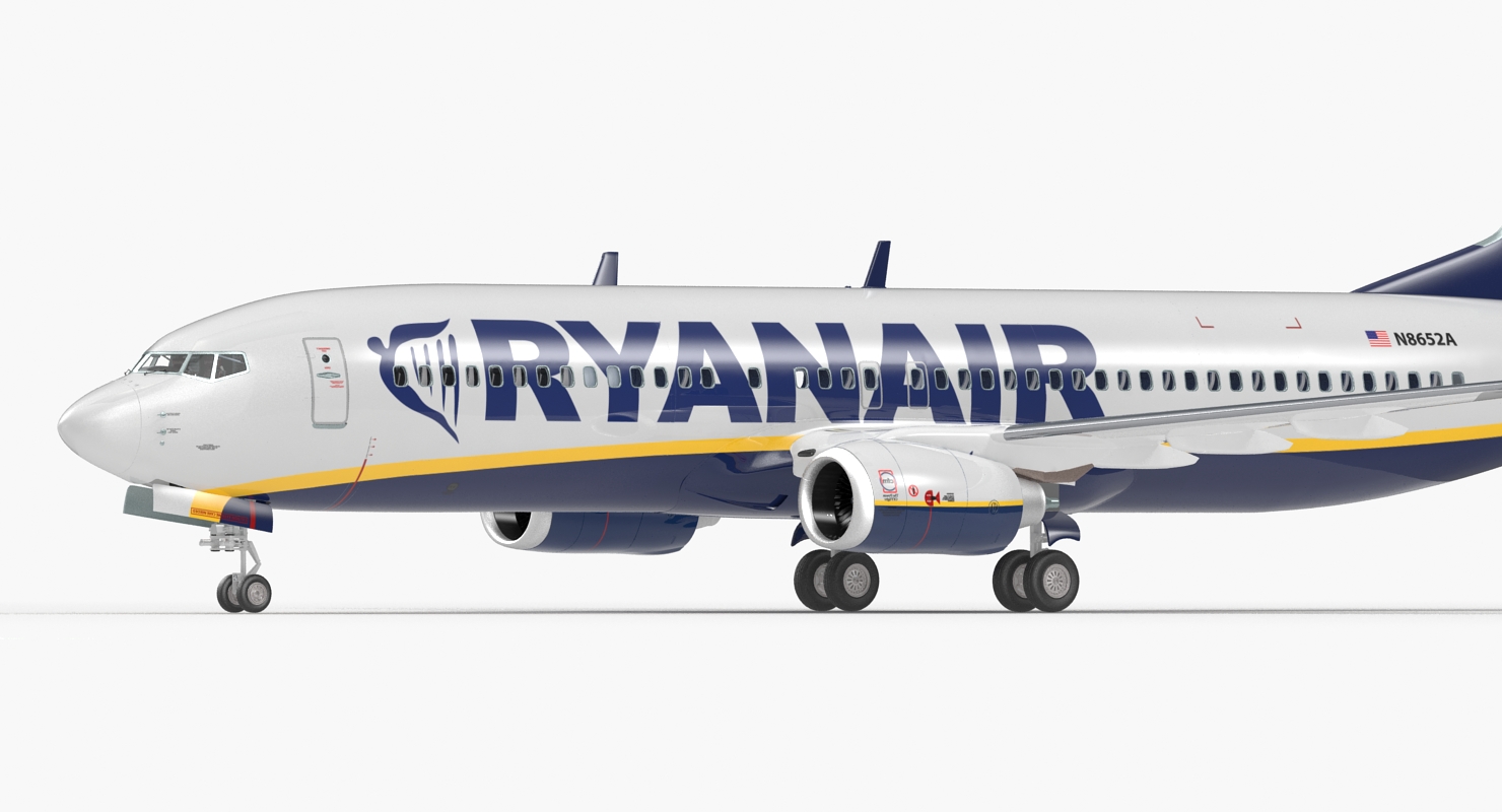 3D Boeing 737 800 with Interior Ryanair Rigged model