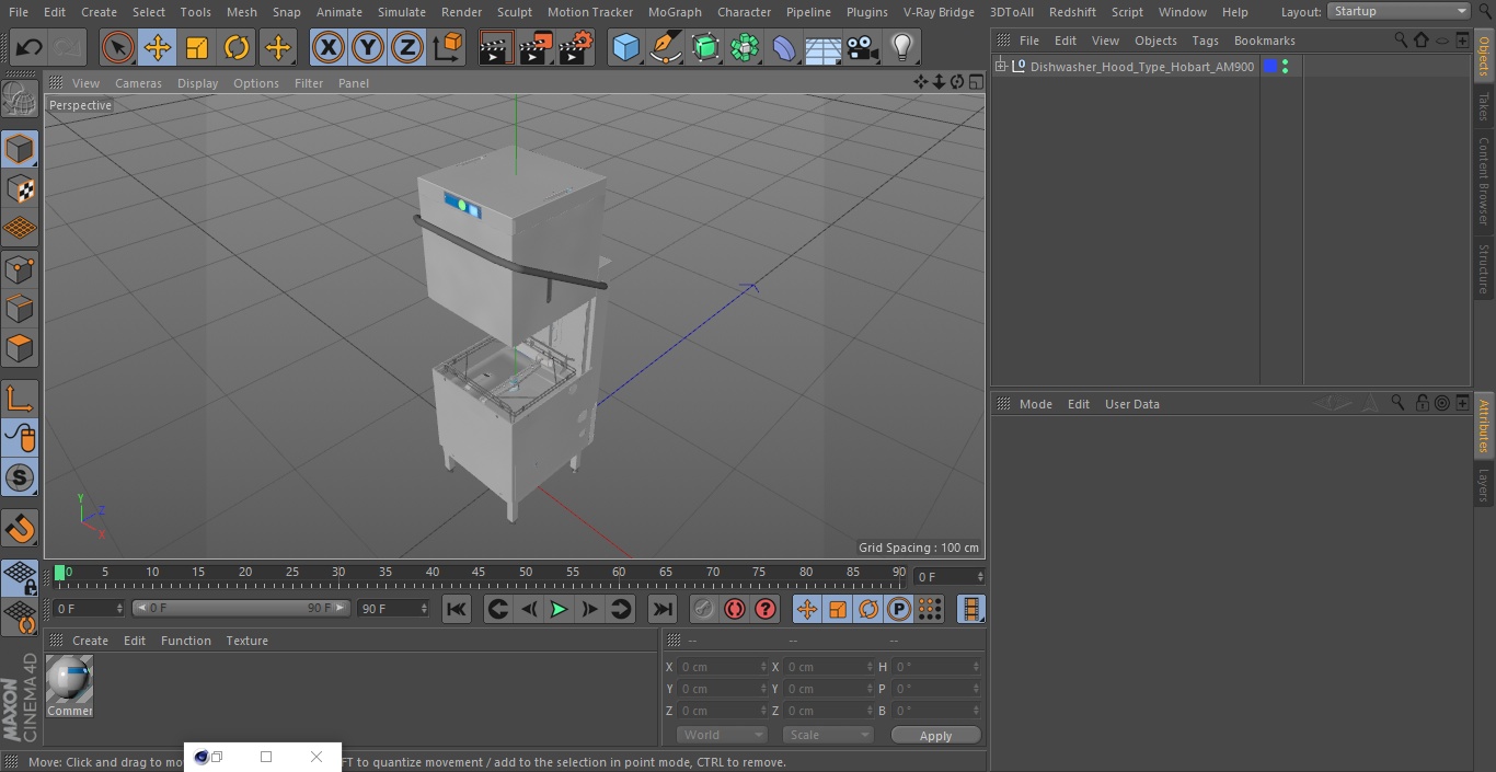 3D Dishwasher Hood Type Hobart AM900 model