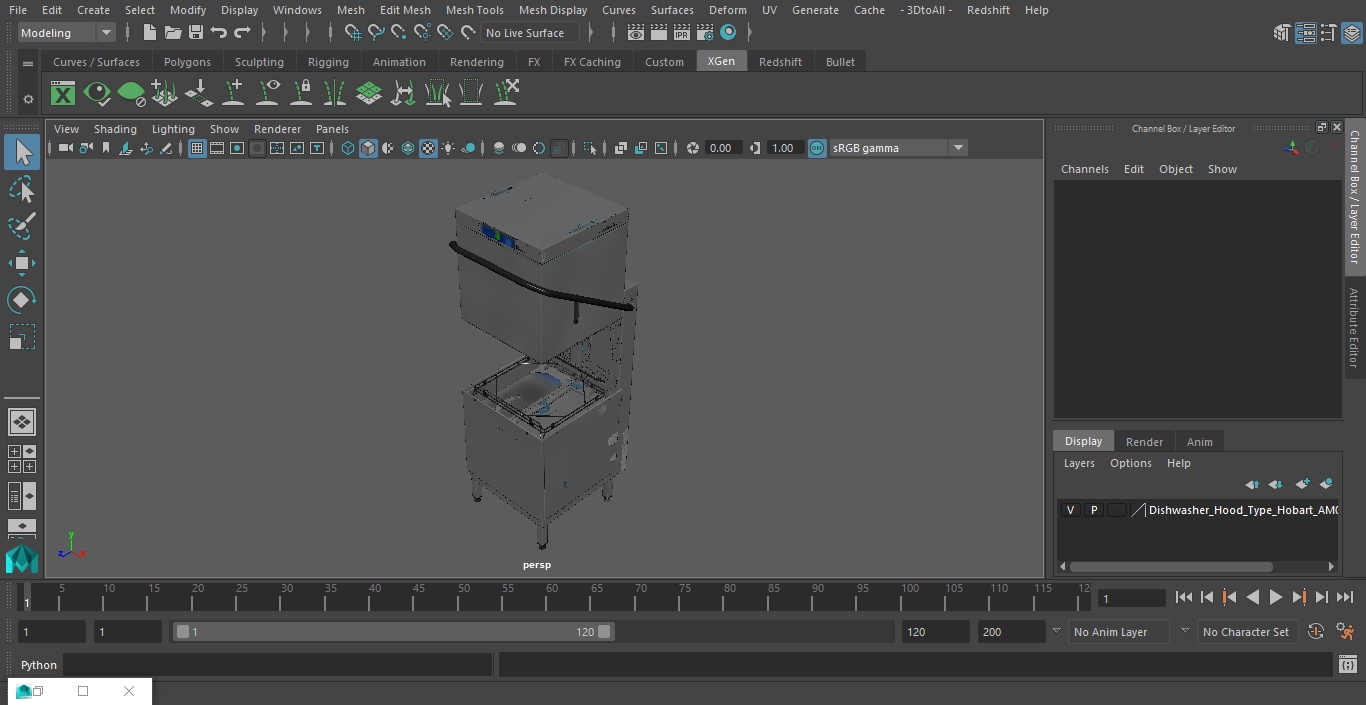 3D Dishwasher Hood Type Hobart AM900 model