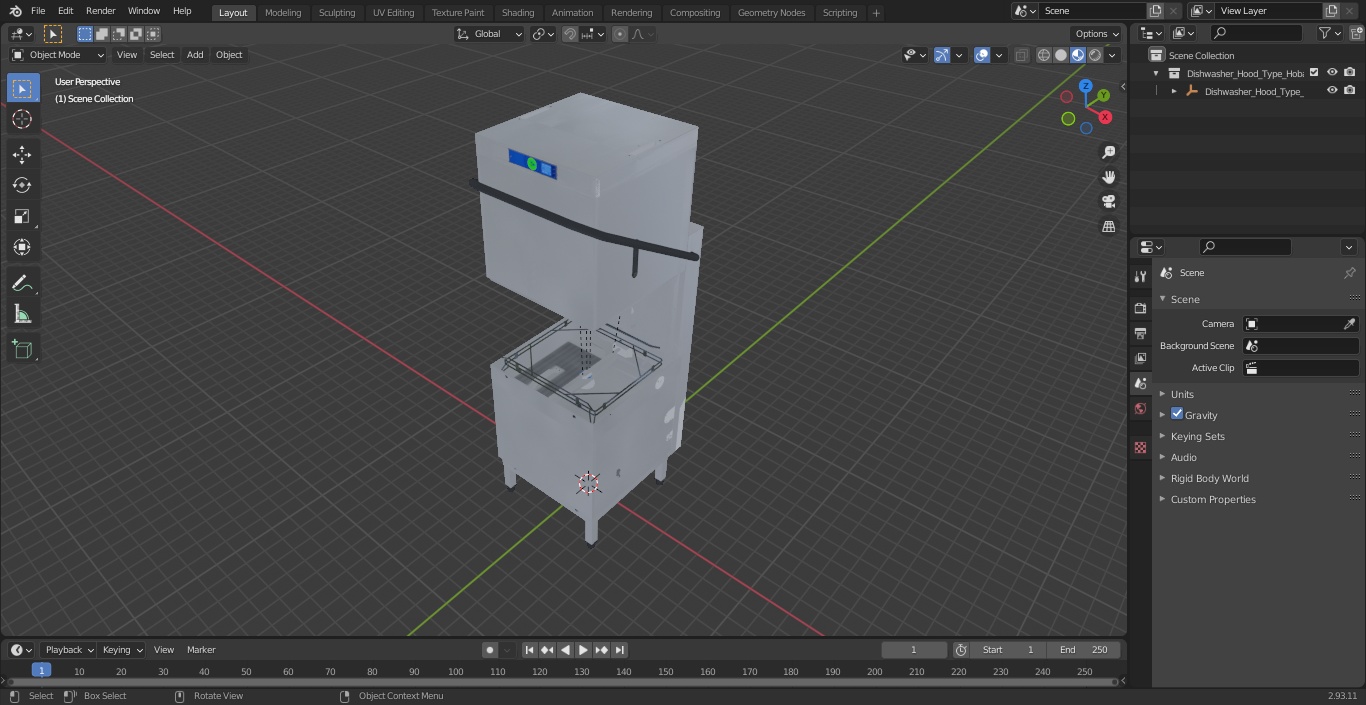 3D Dishwasher Hood Type Hobart AM900 model