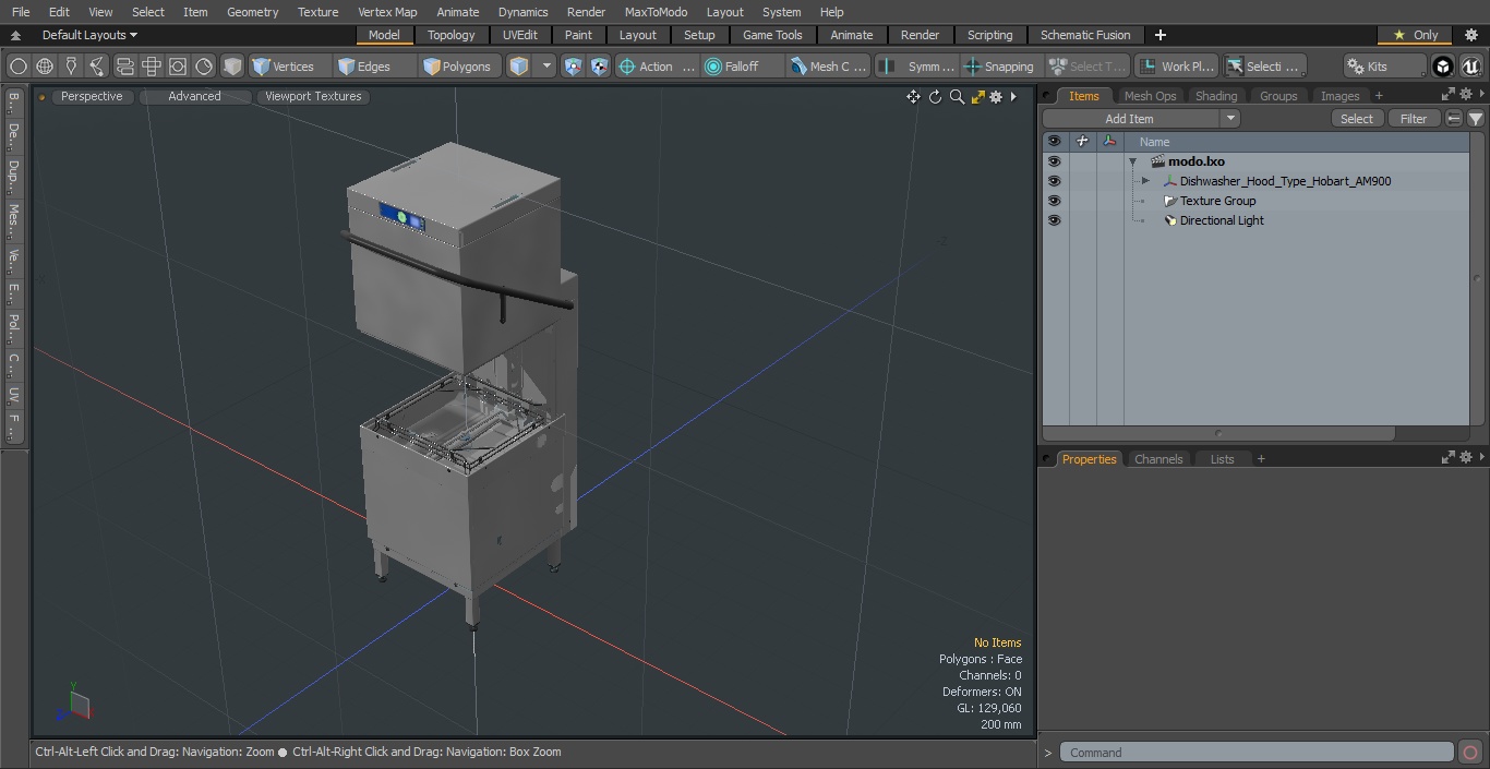 3D Dishwasher Hood Type Hobart AM900 model