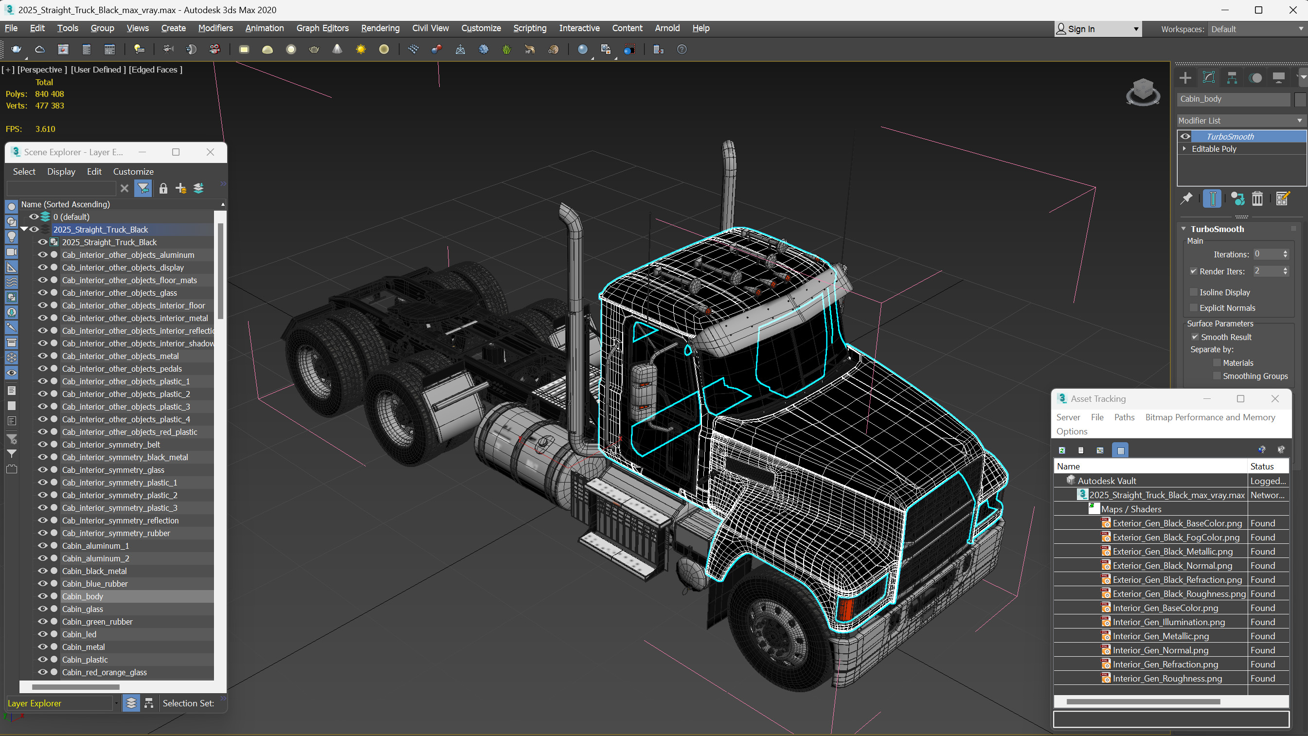 3D model 2025 Straight Truck Black