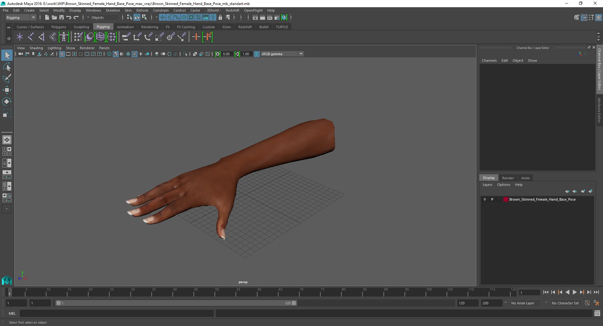 3D model Brown Skinned Female Hand Base Pose