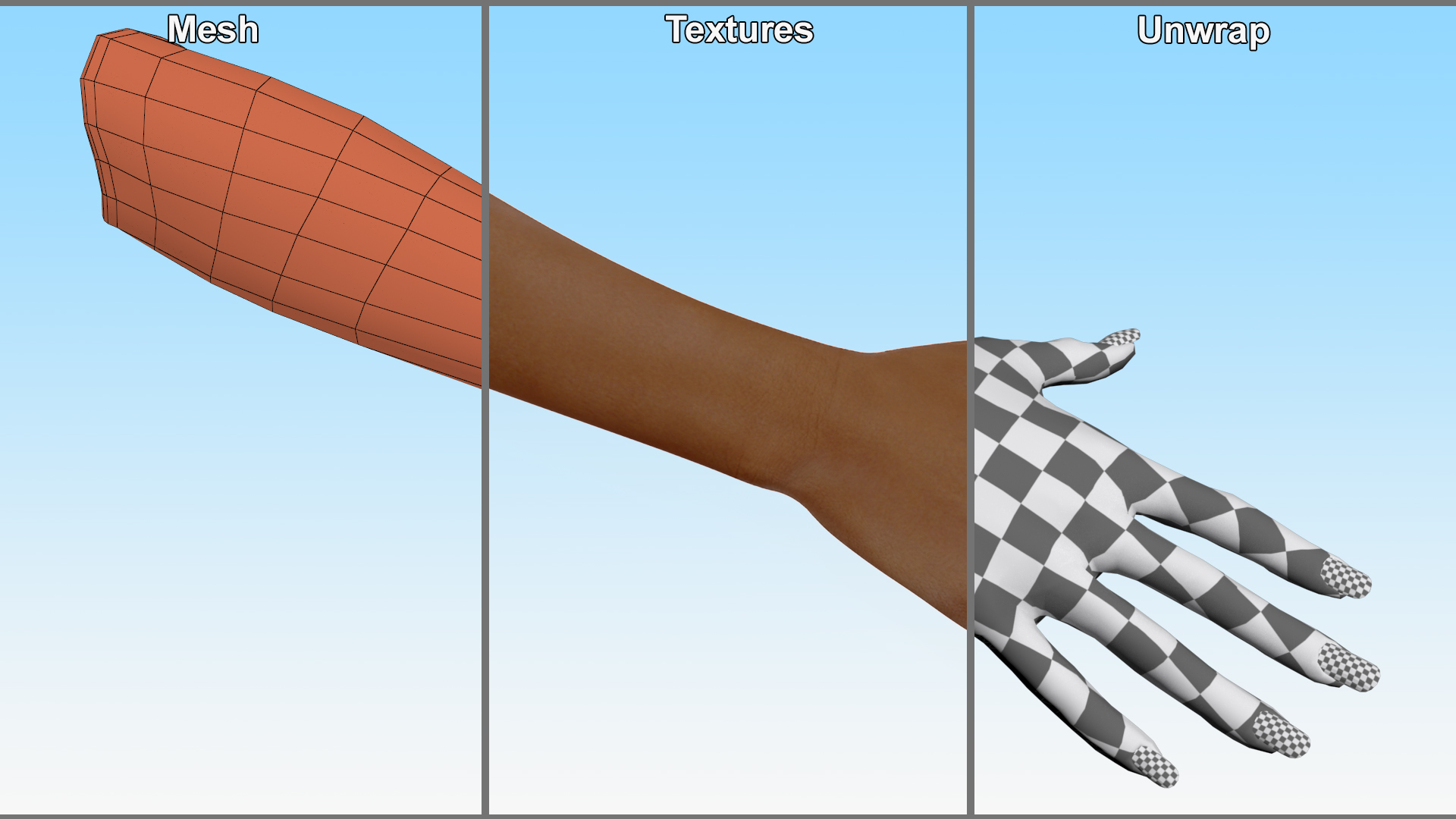 3D model Brown Skinned Female Hand Base Pose
