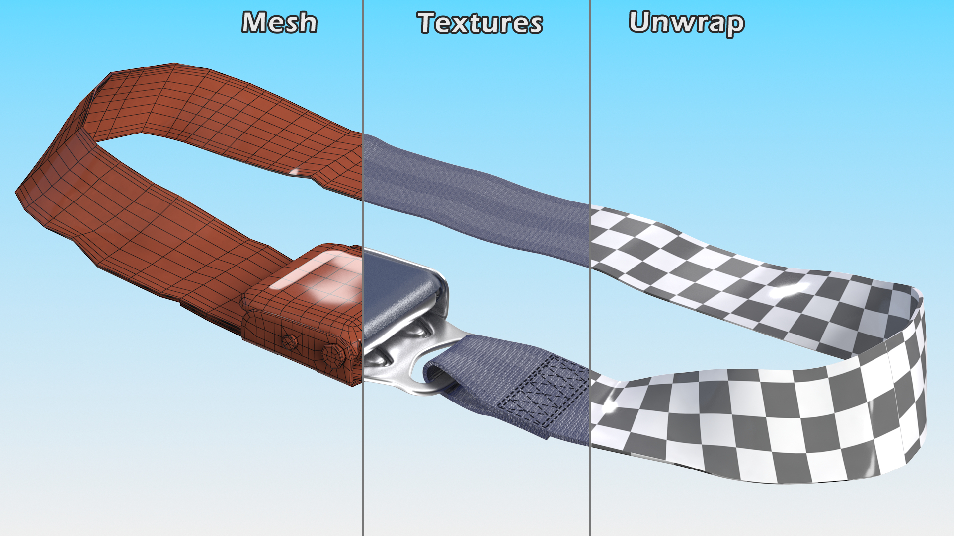 Airplane Seat Belt Extender Type B Blue 3D model