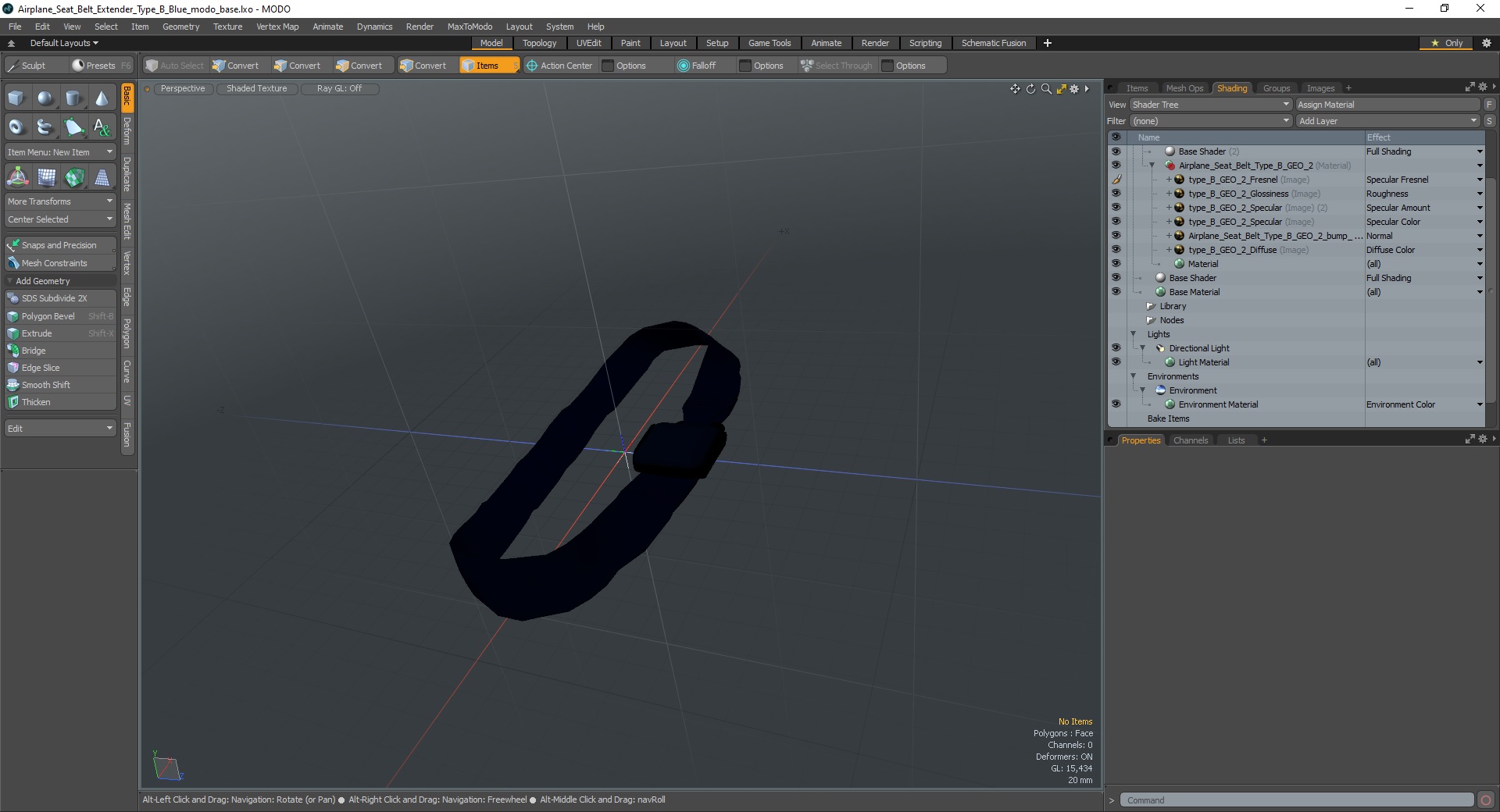 Airplane Seat Belt Extender Type B Blue 3D model