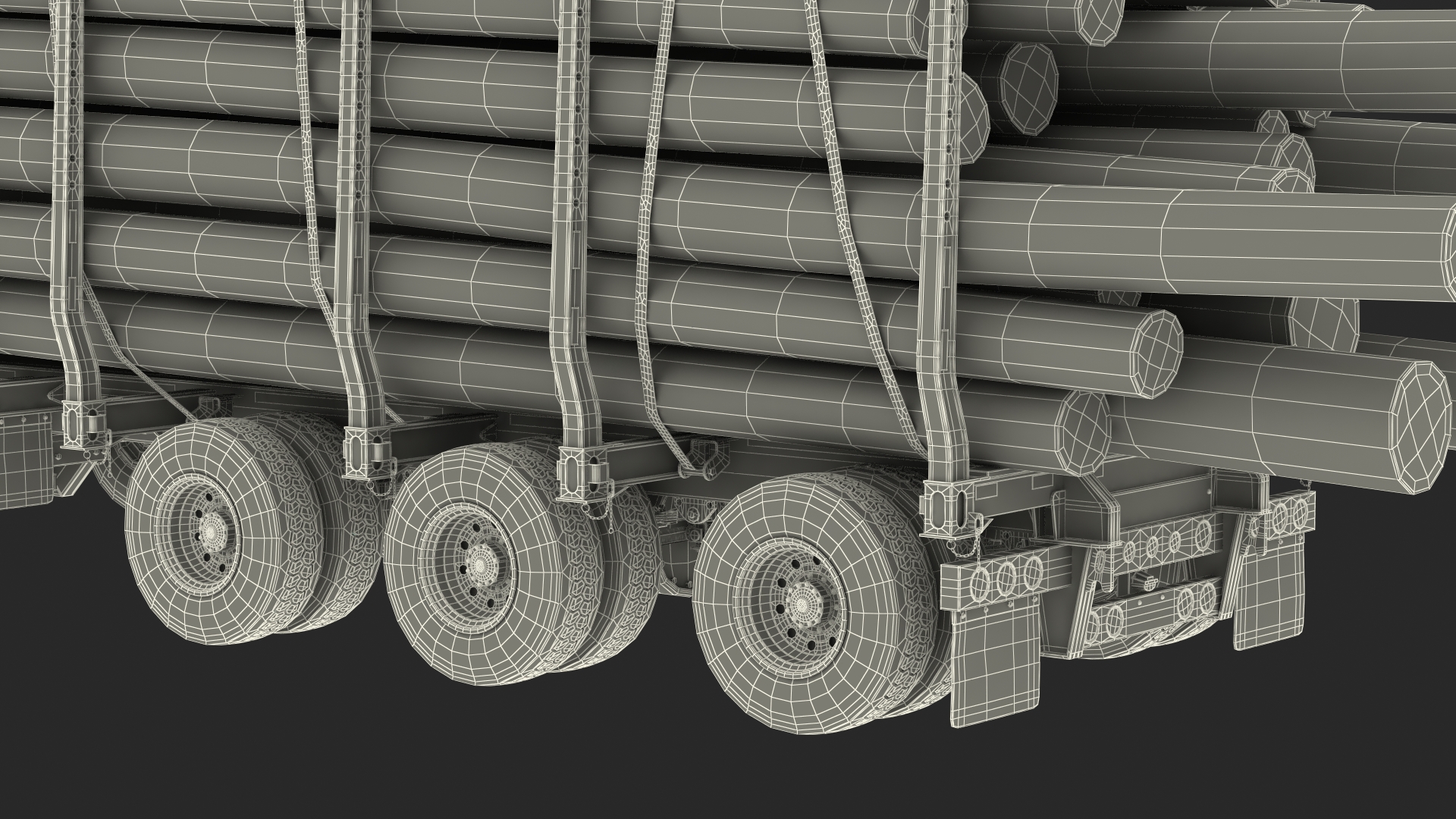 3D model Volvo VNL 860 Truck with Logging Trailer
