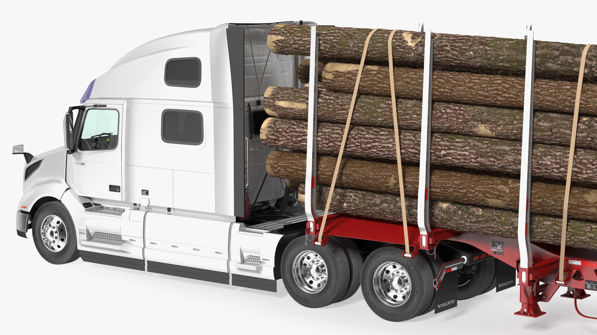 3D model Volvo VNL 860 Truck with Logging Trailer
