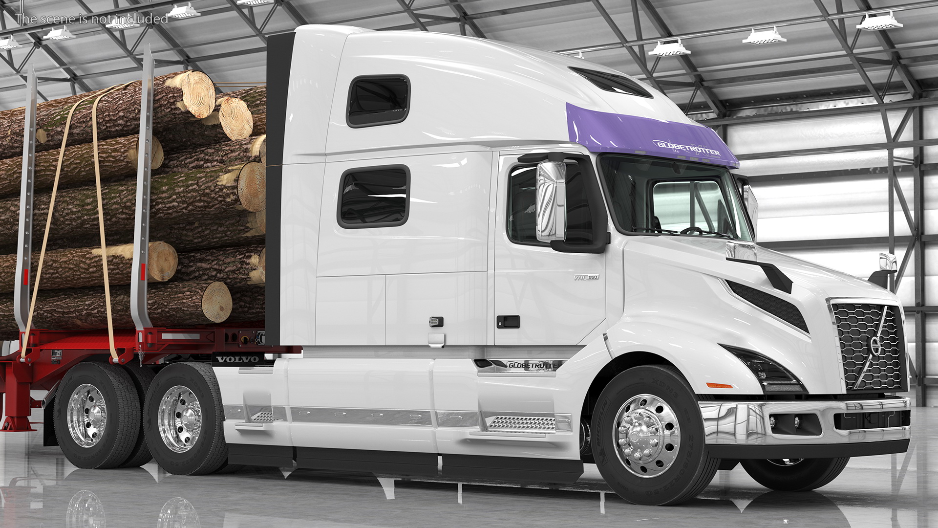 3D model Volvo VNL 860 Truck with Logging Trailer