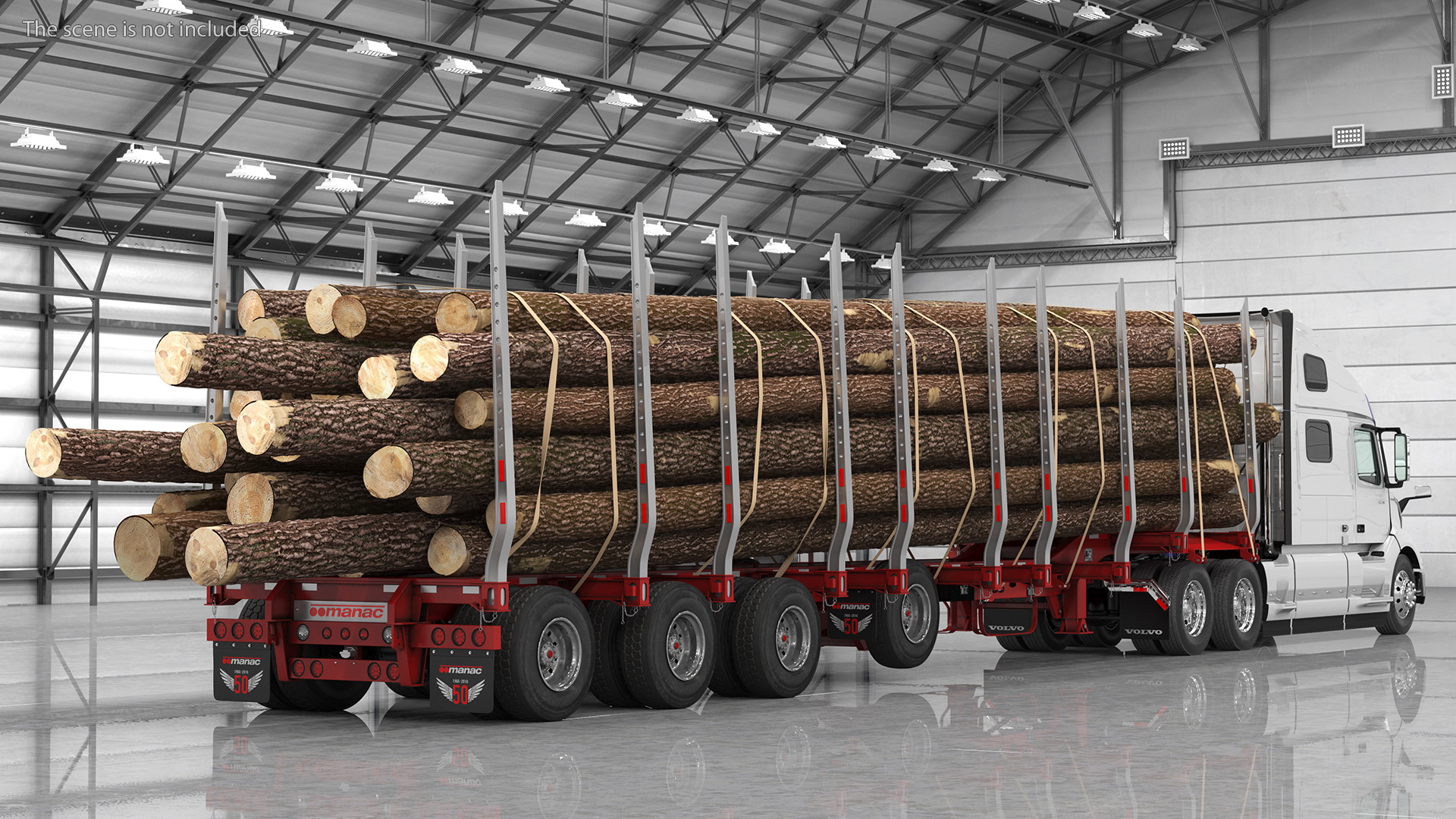 3D model Volvo VNL 860 Truck with Logging Trailer