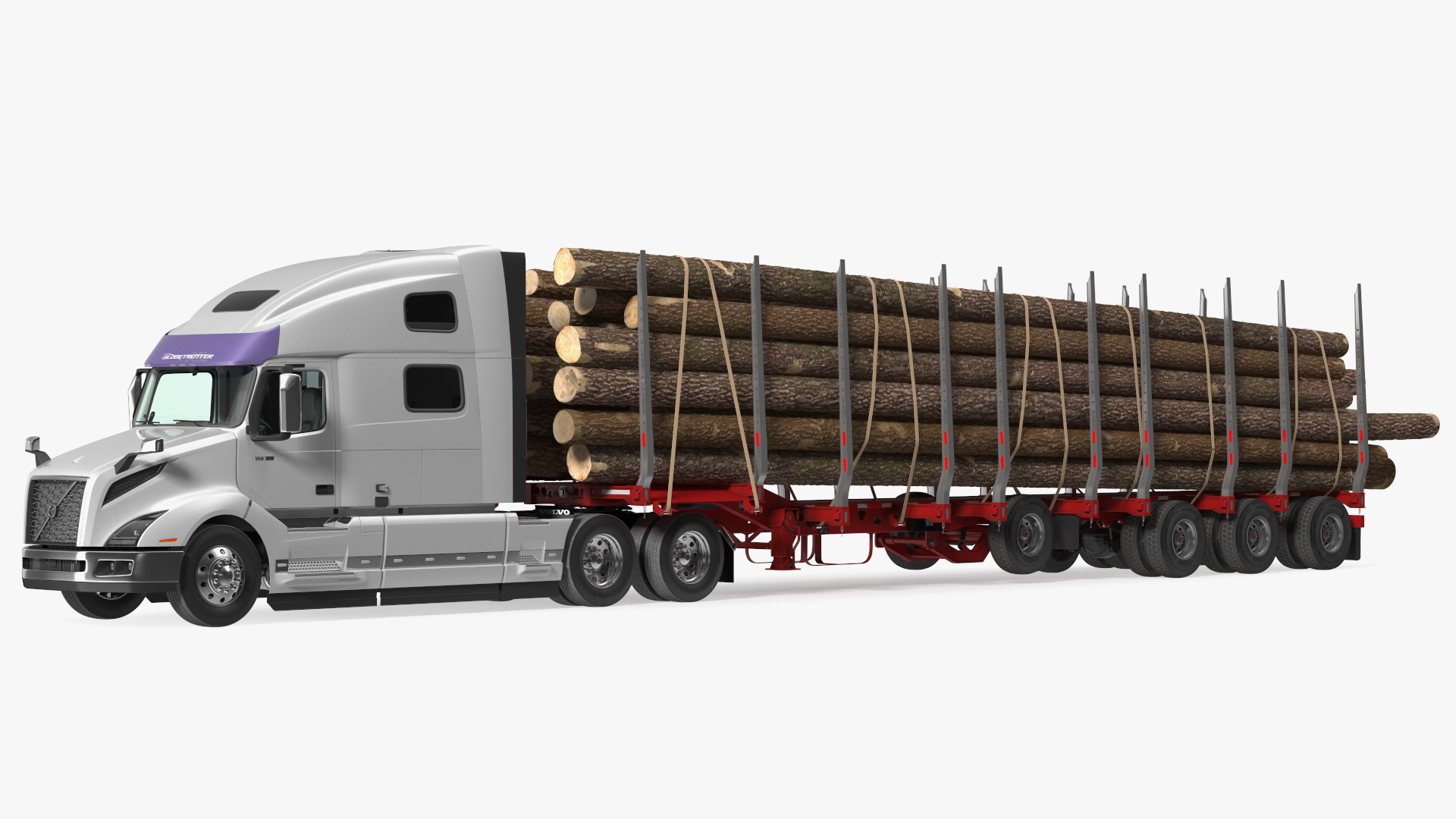 3D model Volvo VNL 860 Truck with Logging Trailer