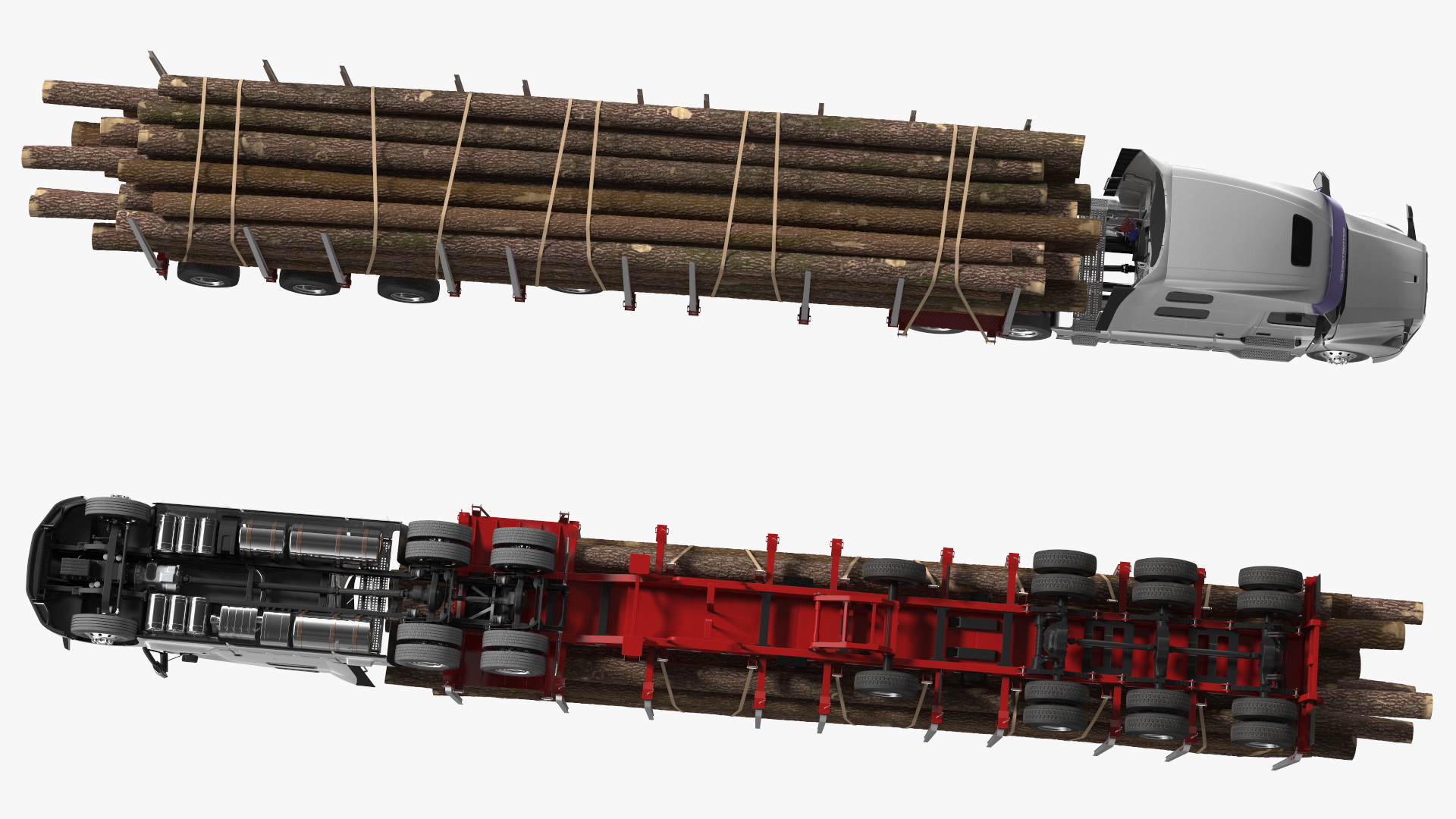3D model Volvo VNL 860 Truck with Logging Trailer