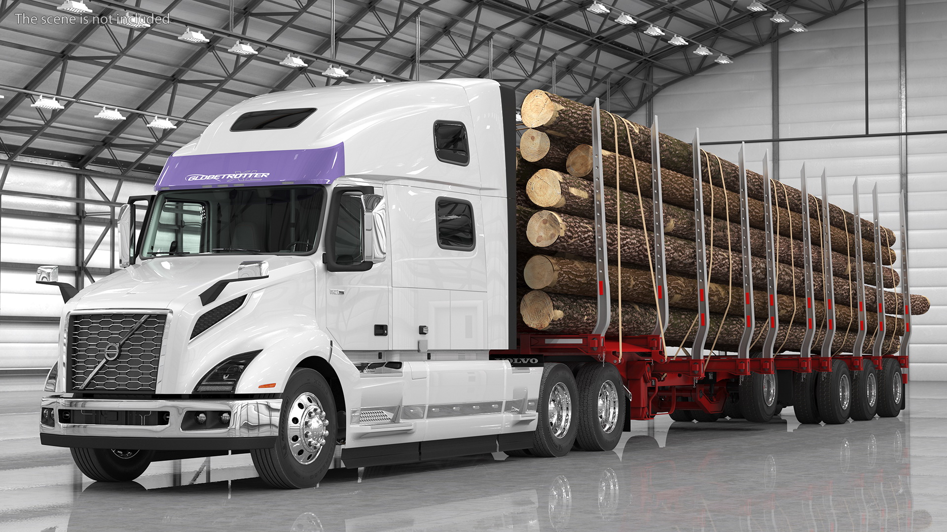 3D model Volvo VNL 860 Truck with Logging Trailer