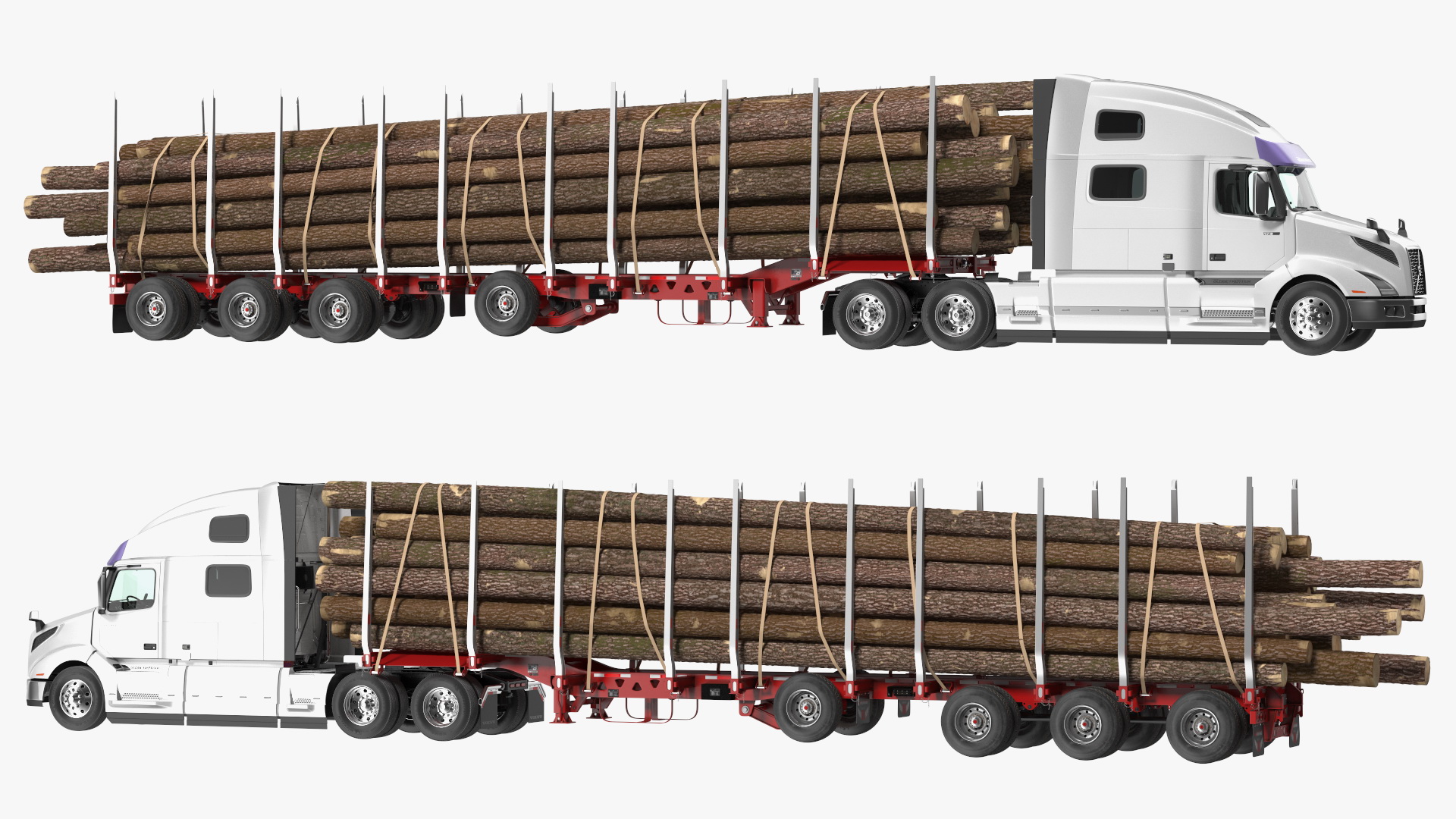 3D model Volvo VNL 860 Truck with Logging Trailer