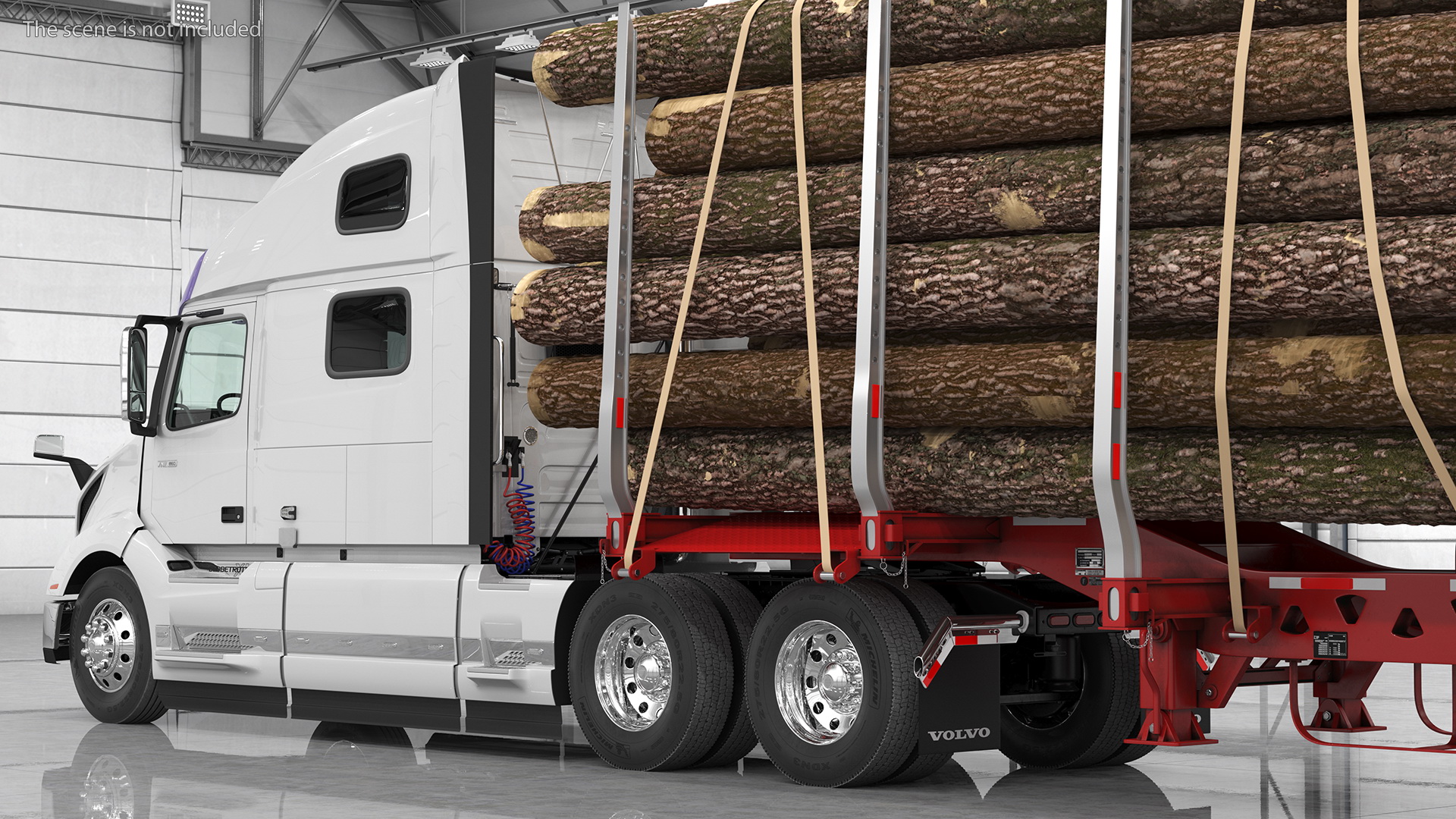3D model Volvo VNL 860 Truck with Logging Trailer