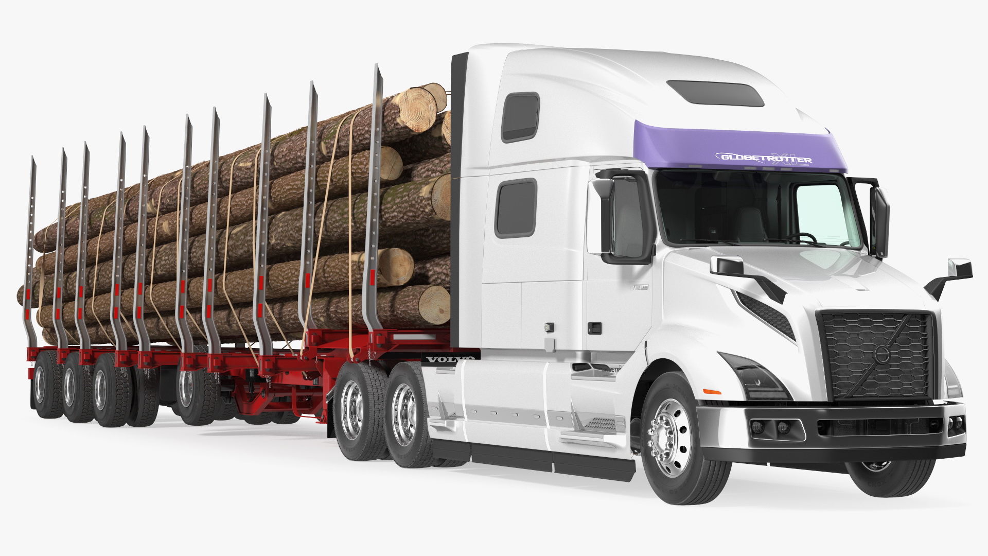 3D model Volvo VNL 860 Truck with Logging Trailer