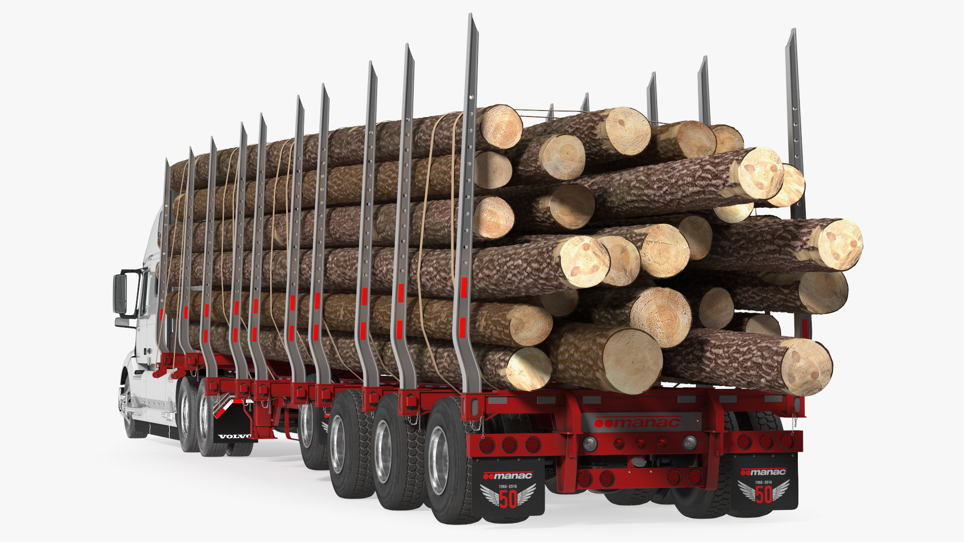 3D model Volvo VNL 860 Truck with Logging Trailer