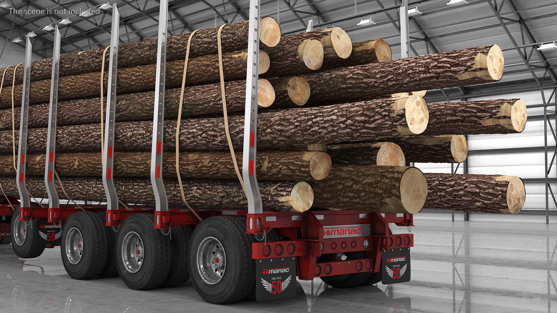 3D model Volvo VNL 860 Truck with Logging Trailer