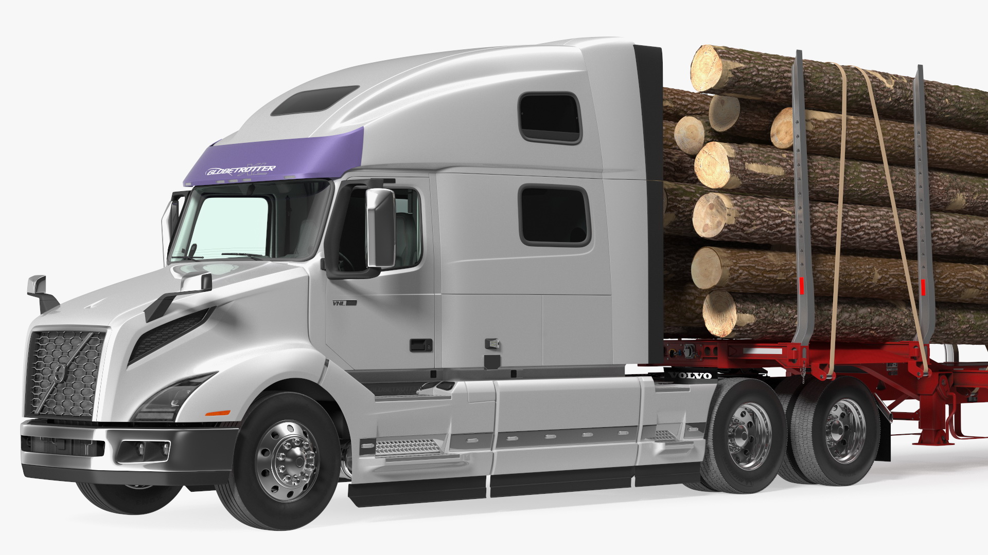 3D model Volvo VNL 860 Truck with Logging Trailer
