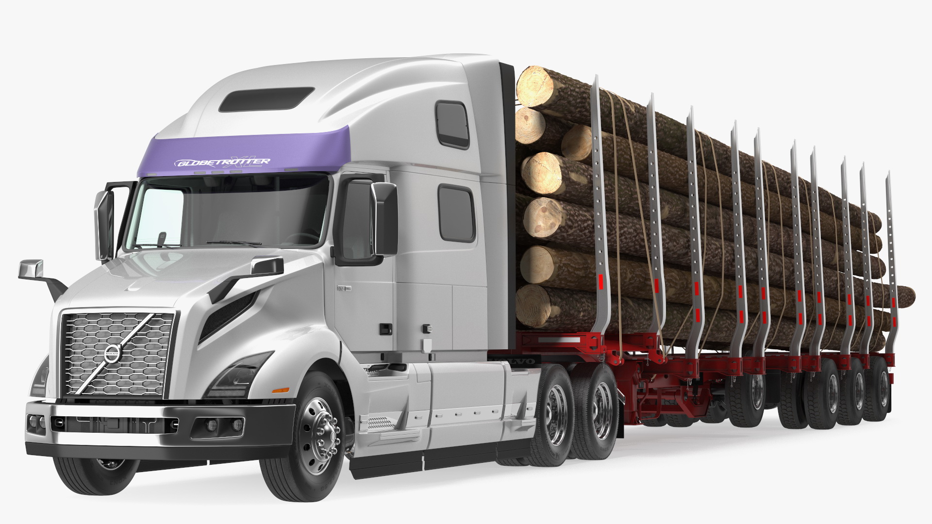 3D model Volvo VNL 860 Truck with Logging Trailer