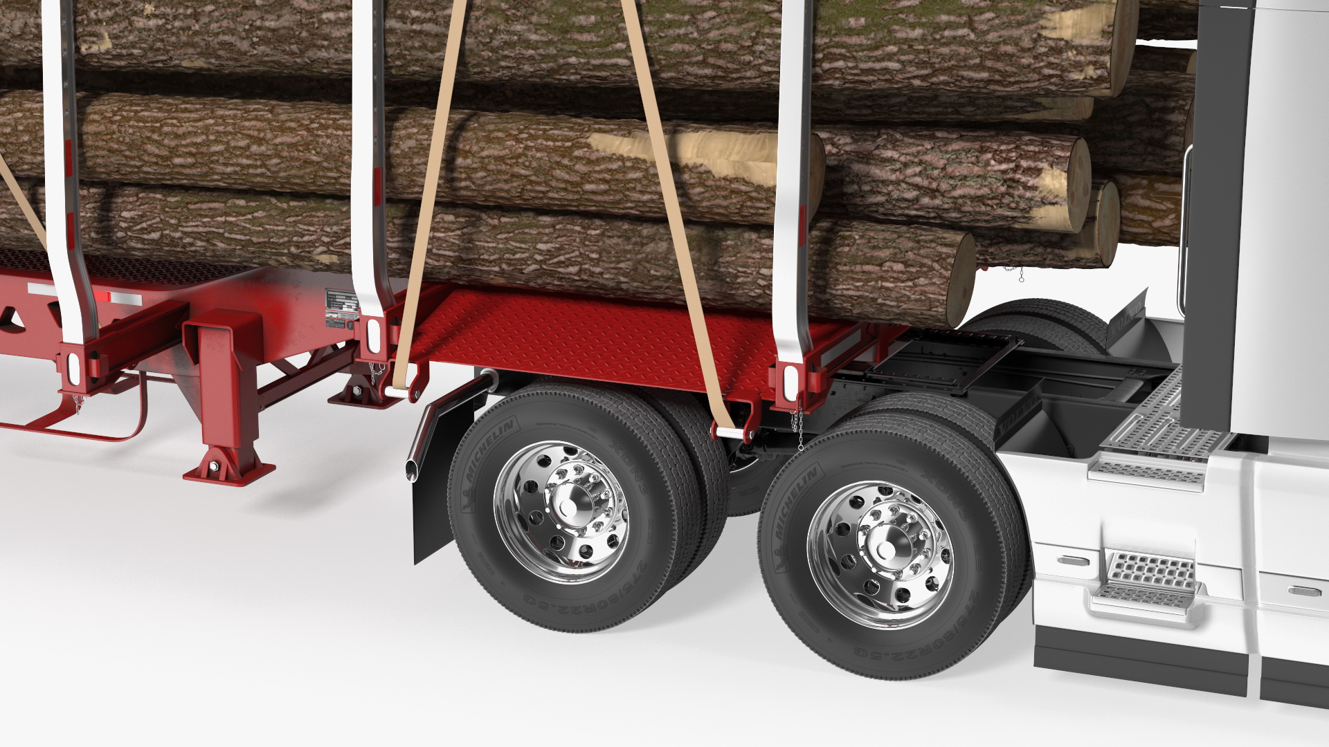 3D model Volvo VNL 860 Truck with Logging Trailer