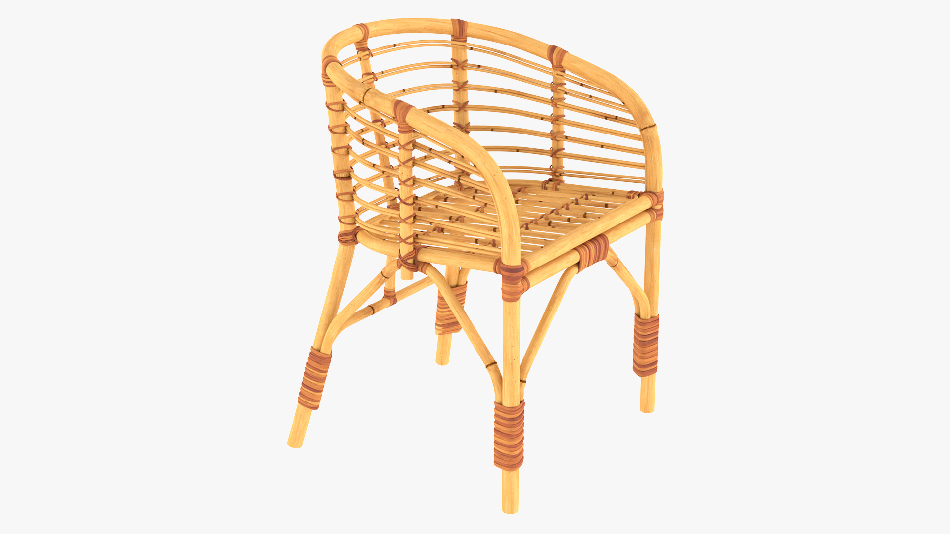3D model Bamboo Chair with Armrest