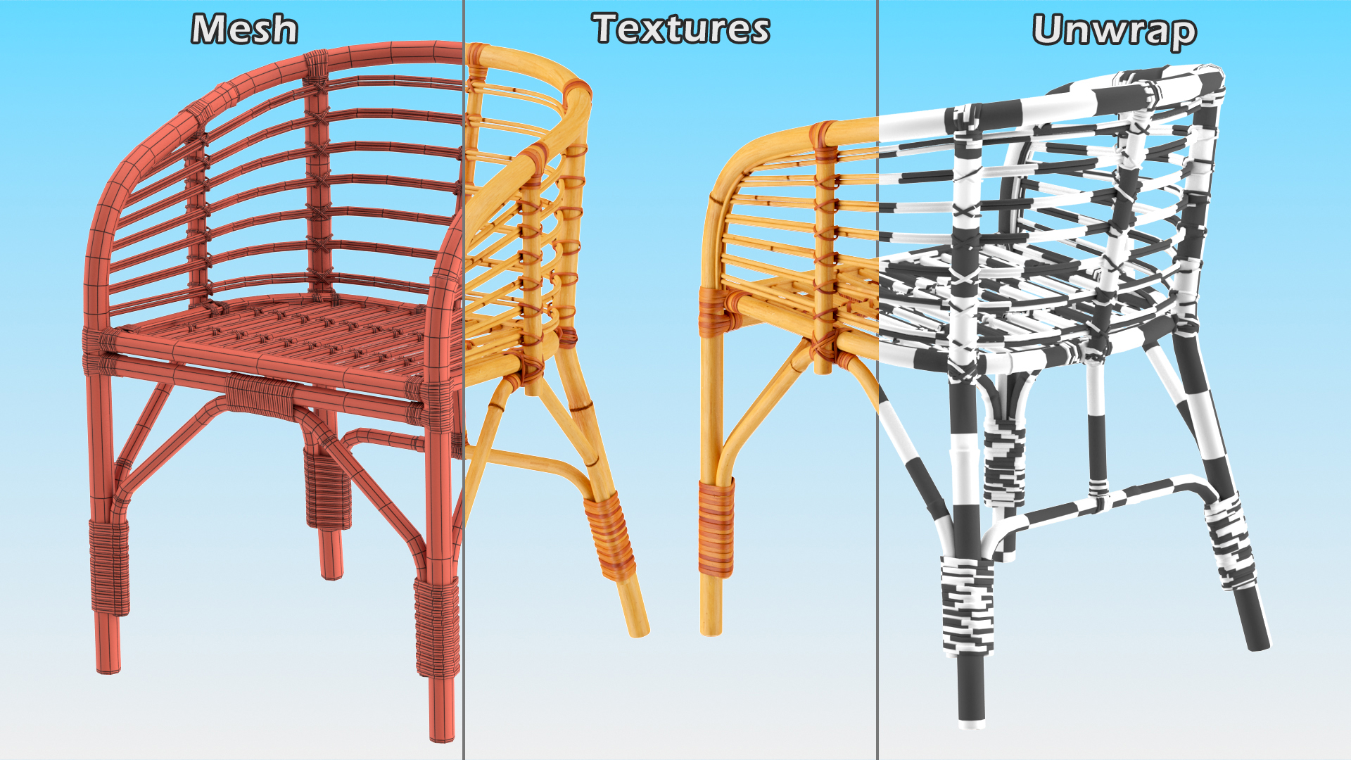 3D model Bamboo Chair with Armrest