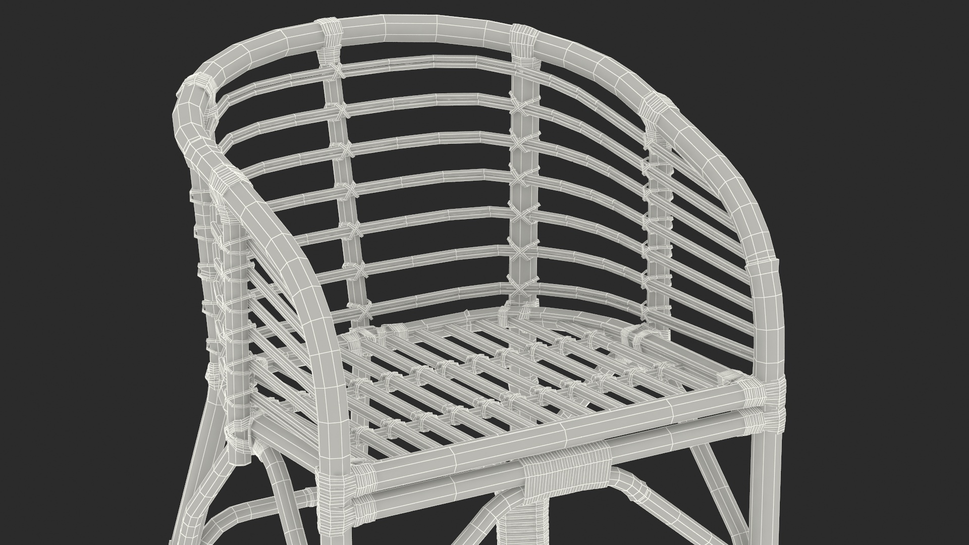3D model Bamboo Chair with Armrest