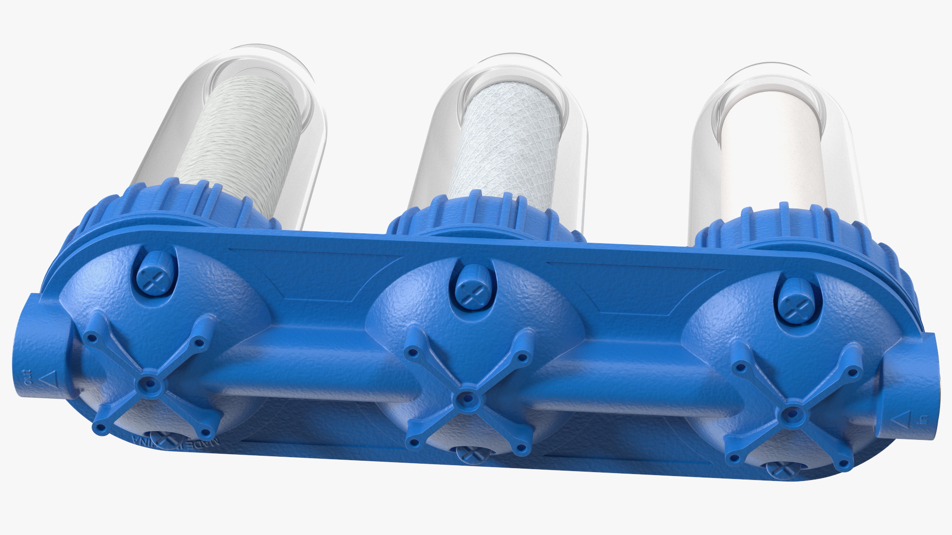 3D Triple Stage Water Filter Housing with Filters