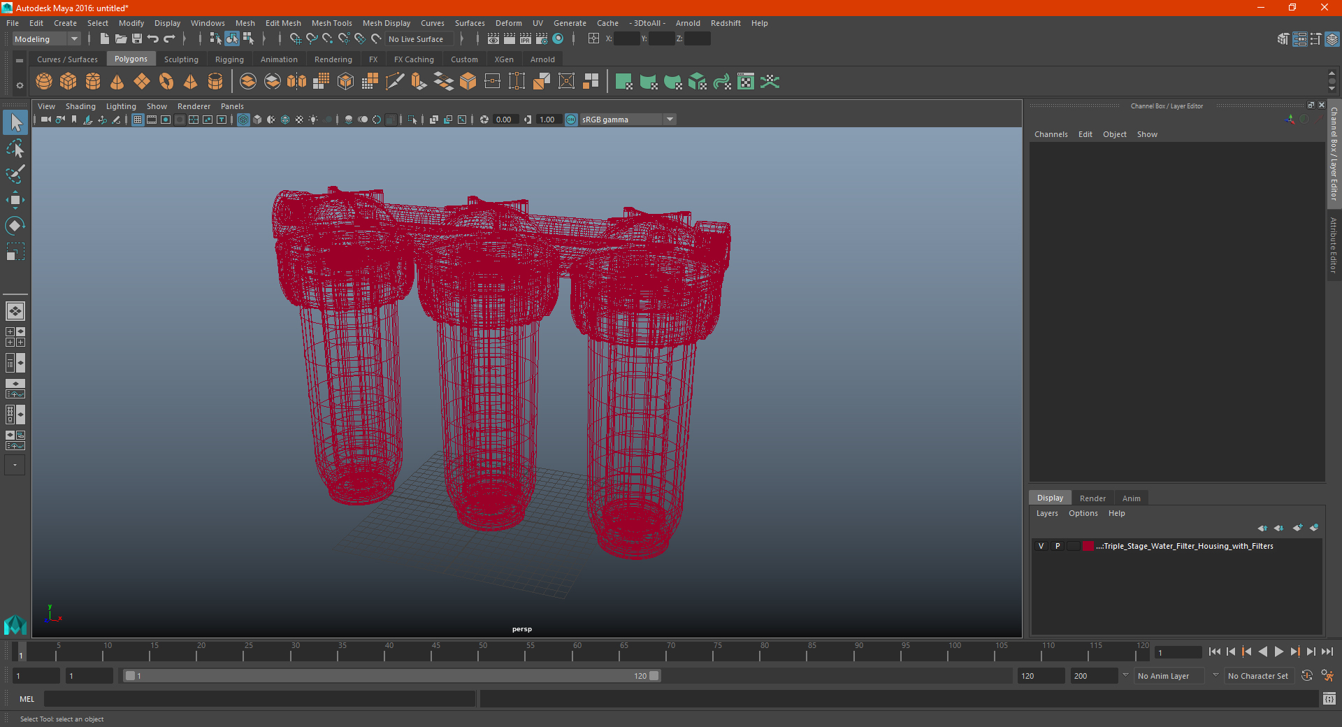 3D Triple Stage Water Filter Housing with Filters