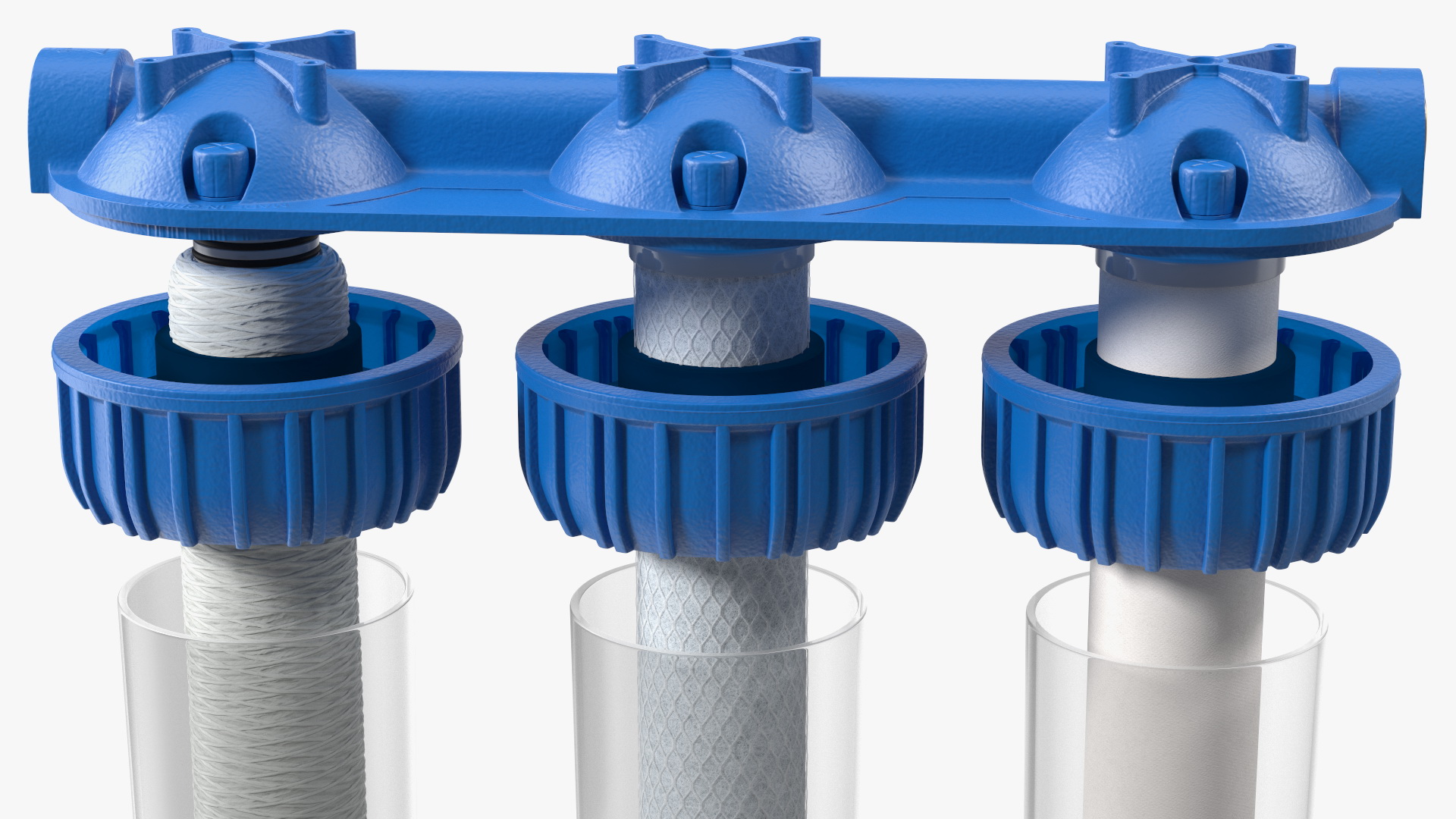 3D Triple Stage Water Filter Housing with Filters