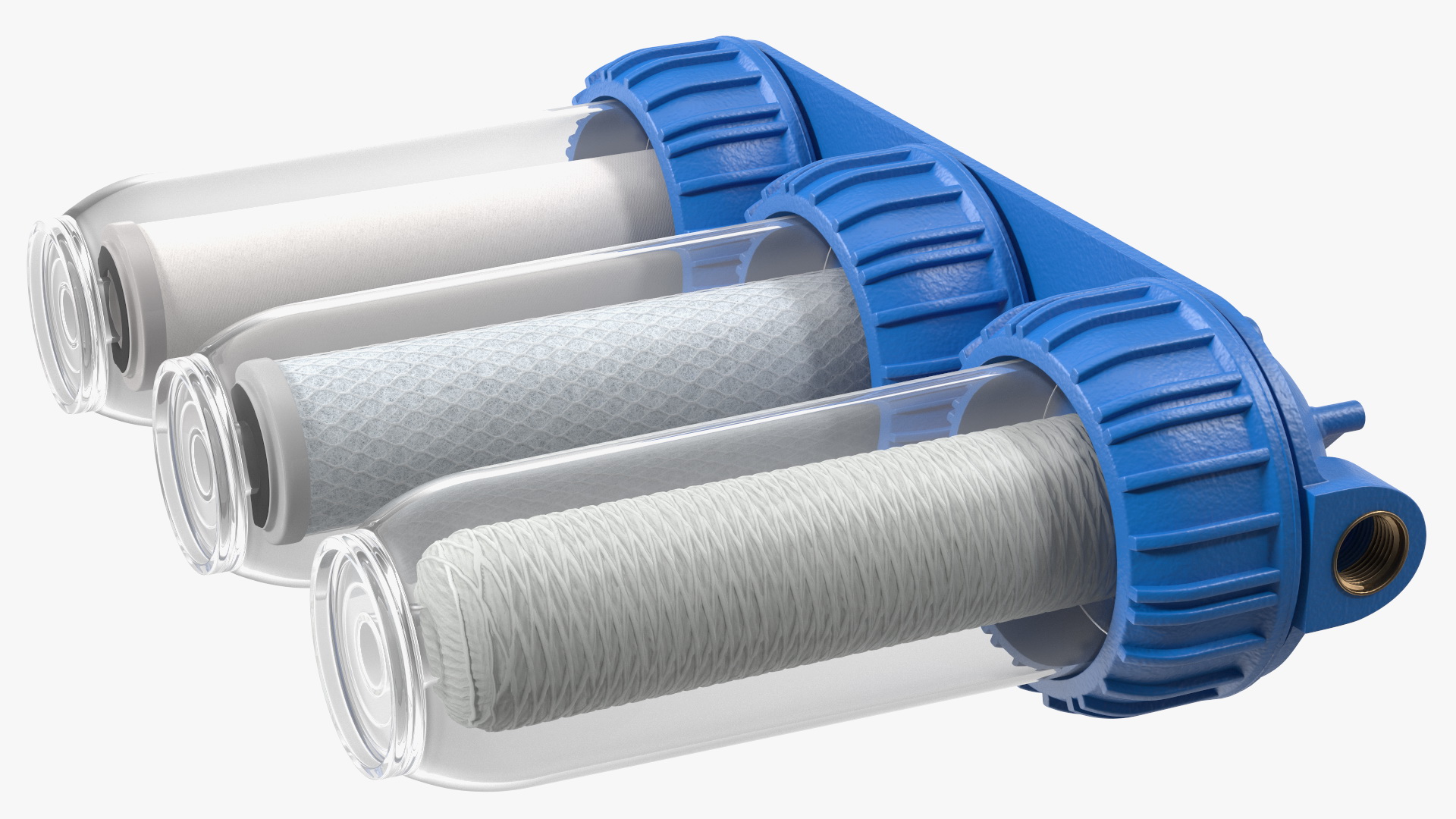 3D Triple Stage Water Filter Housing with Filters
