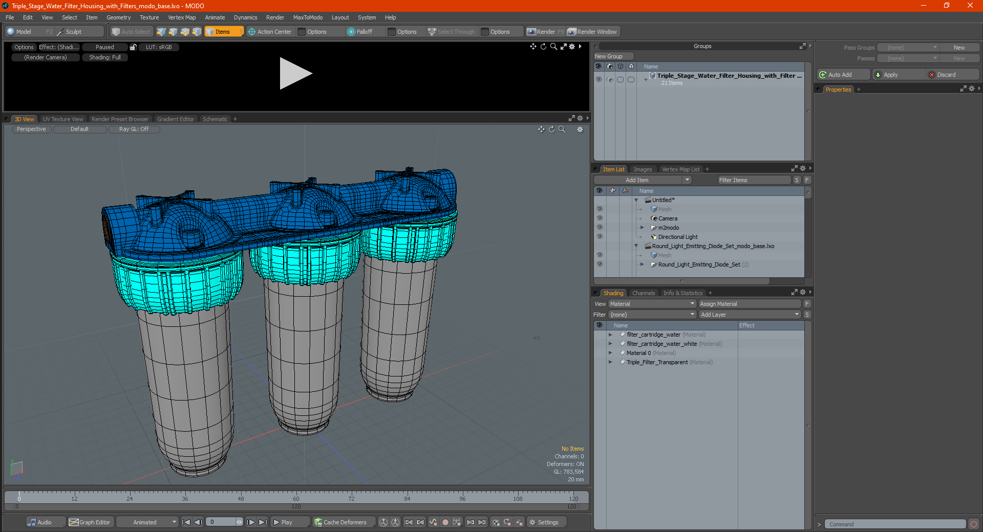 3D Triple Stage Water Filter Housing with Filters