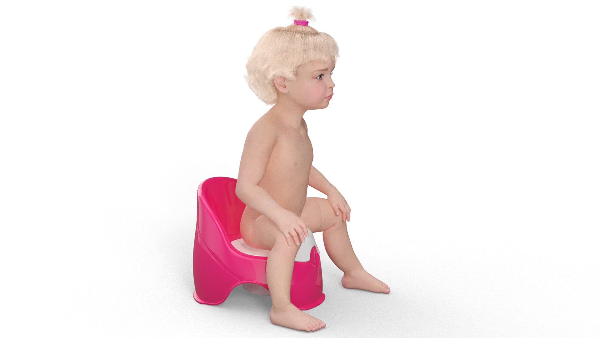Baby Girl on Potty Fur Rigged 3D model