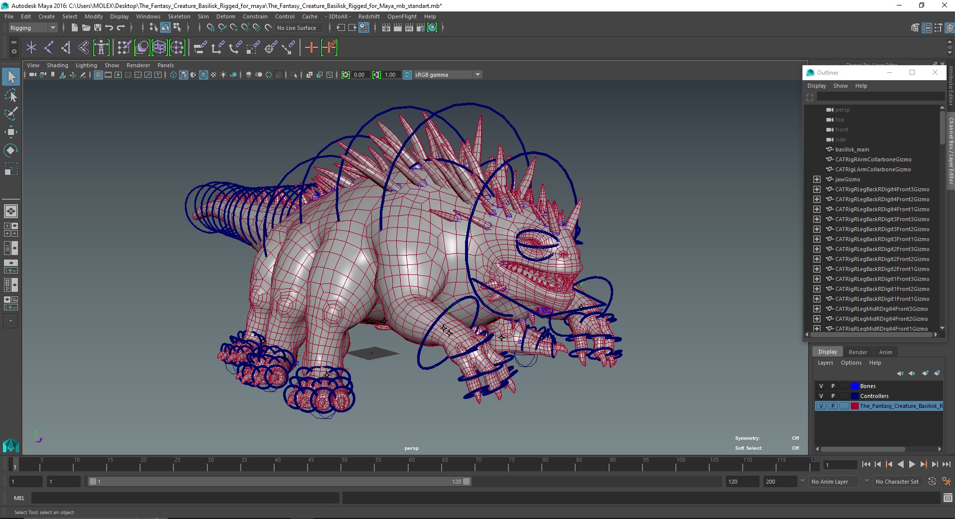 3D model The Fantasy Creature Basilisk Rigged for Maya