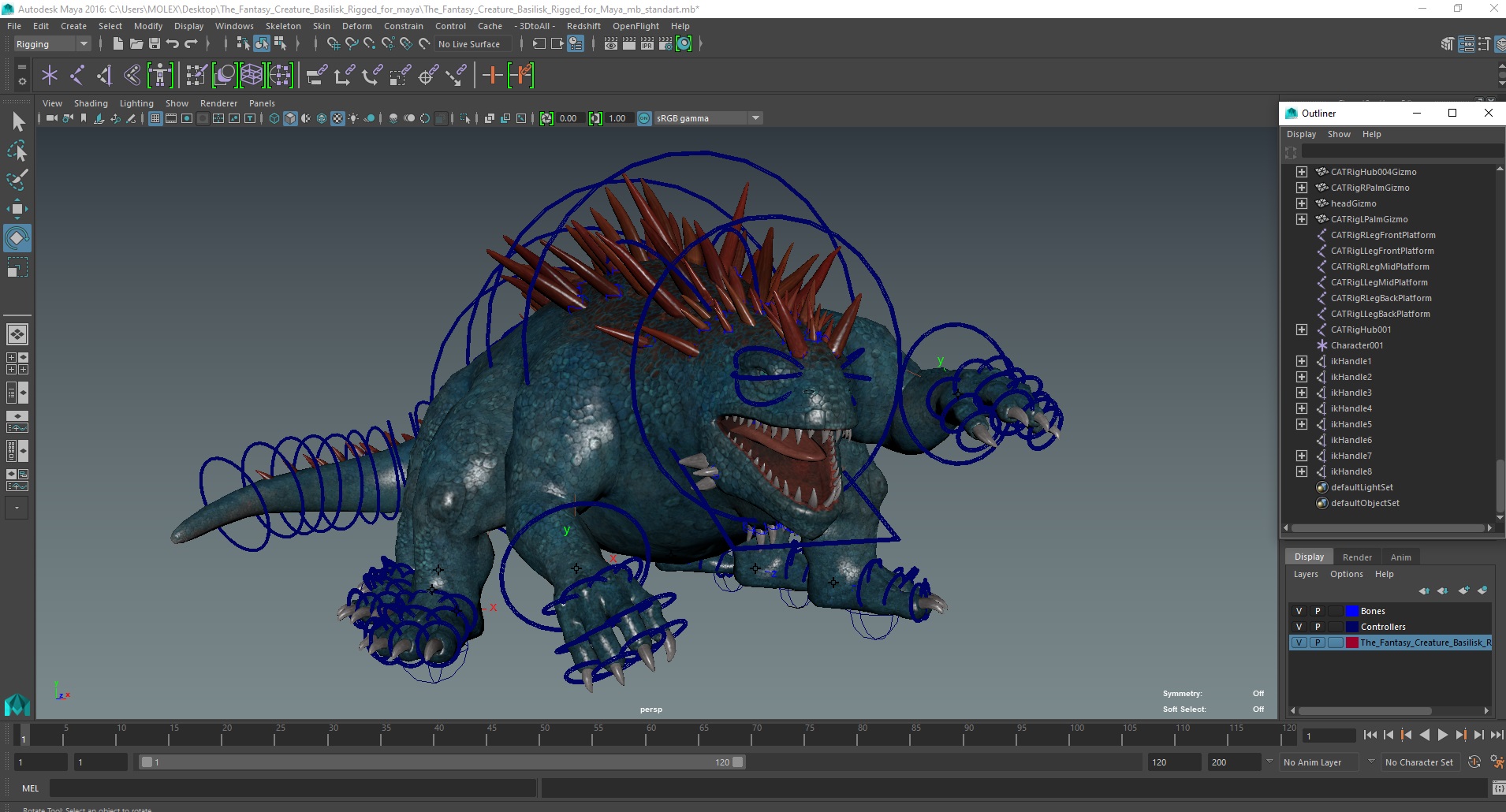 3D model The Fantasy Creature Basilisk Rigged for Maya