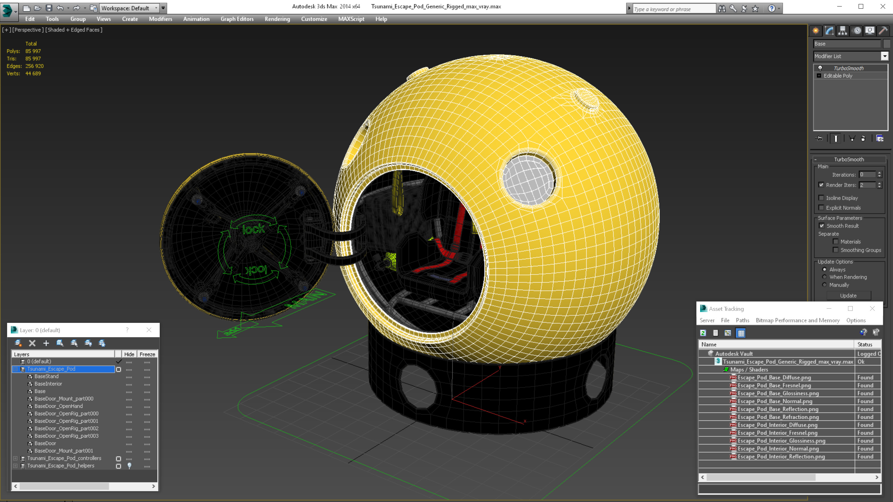 3D Tsunami Escape Pod Generic Rigged model
