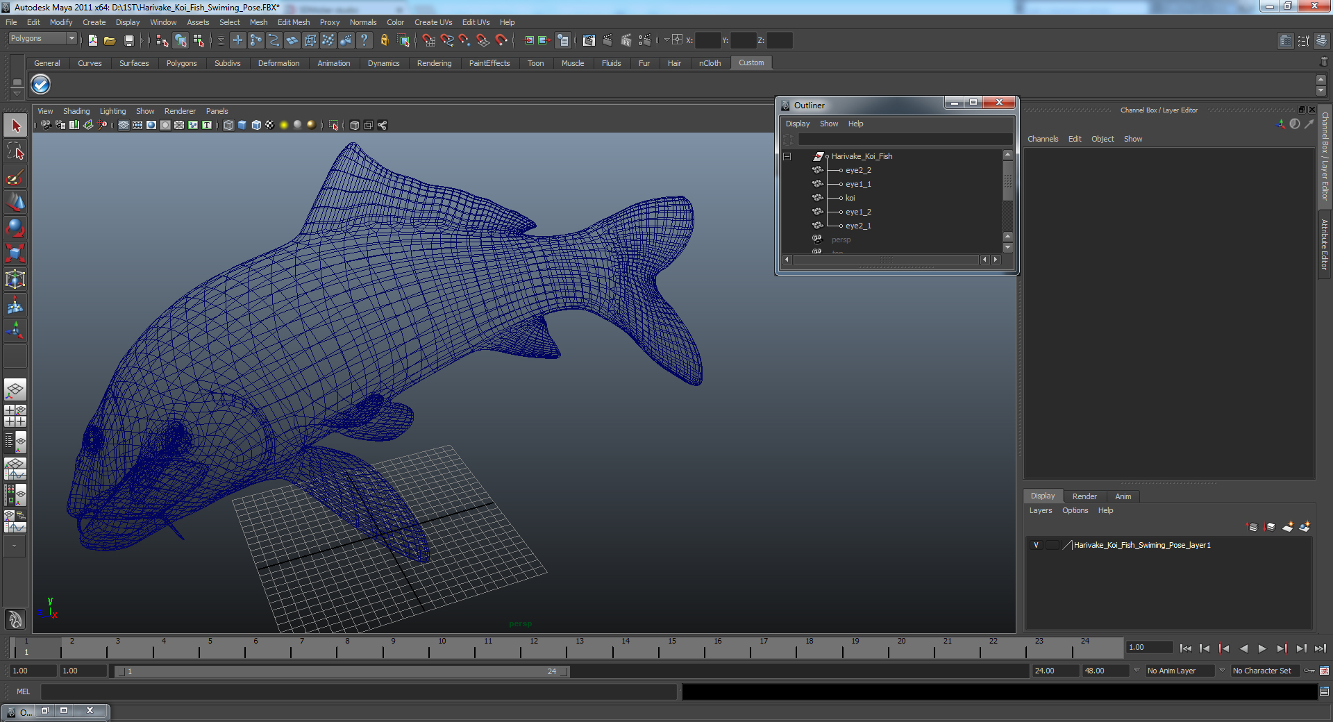 3D Koi Fish Swiming Pose