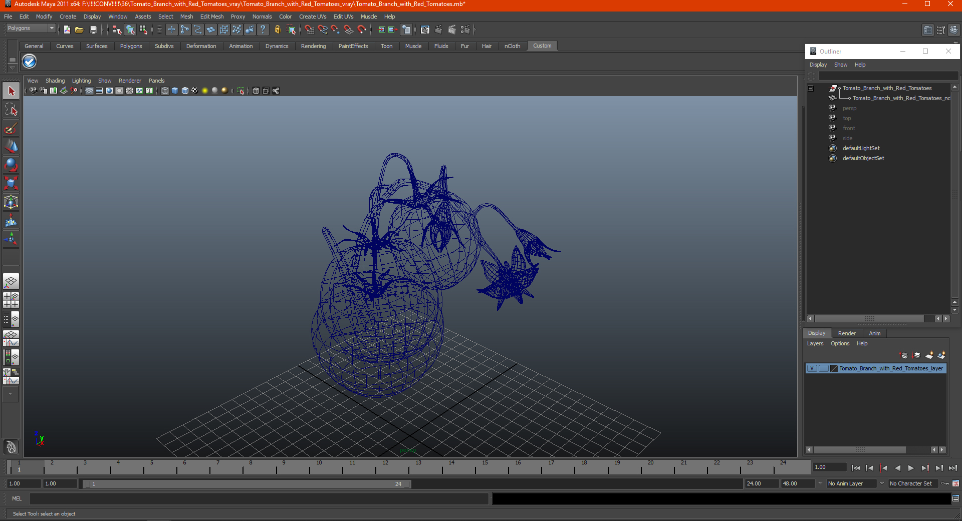 3D Tomato Branch with Red Tomatoes