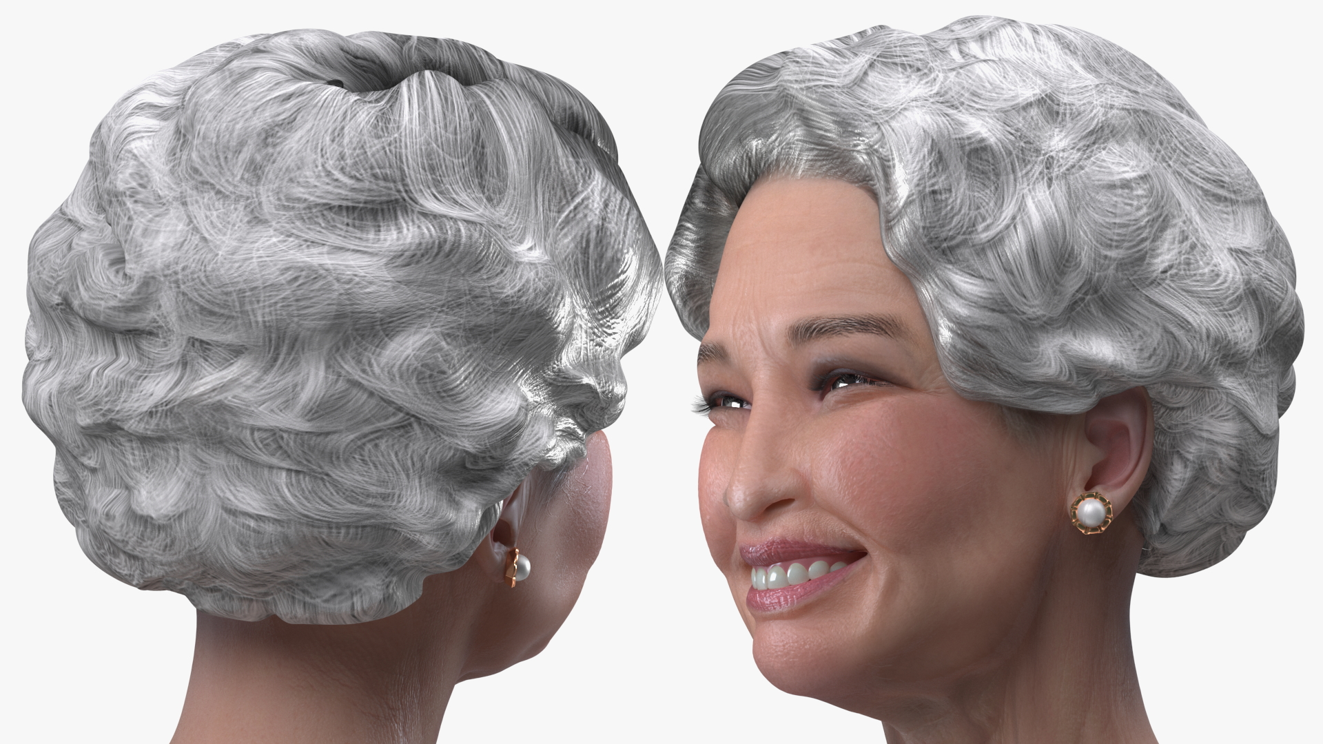 Elderly Chinese Woman Head Smiling 3D model
