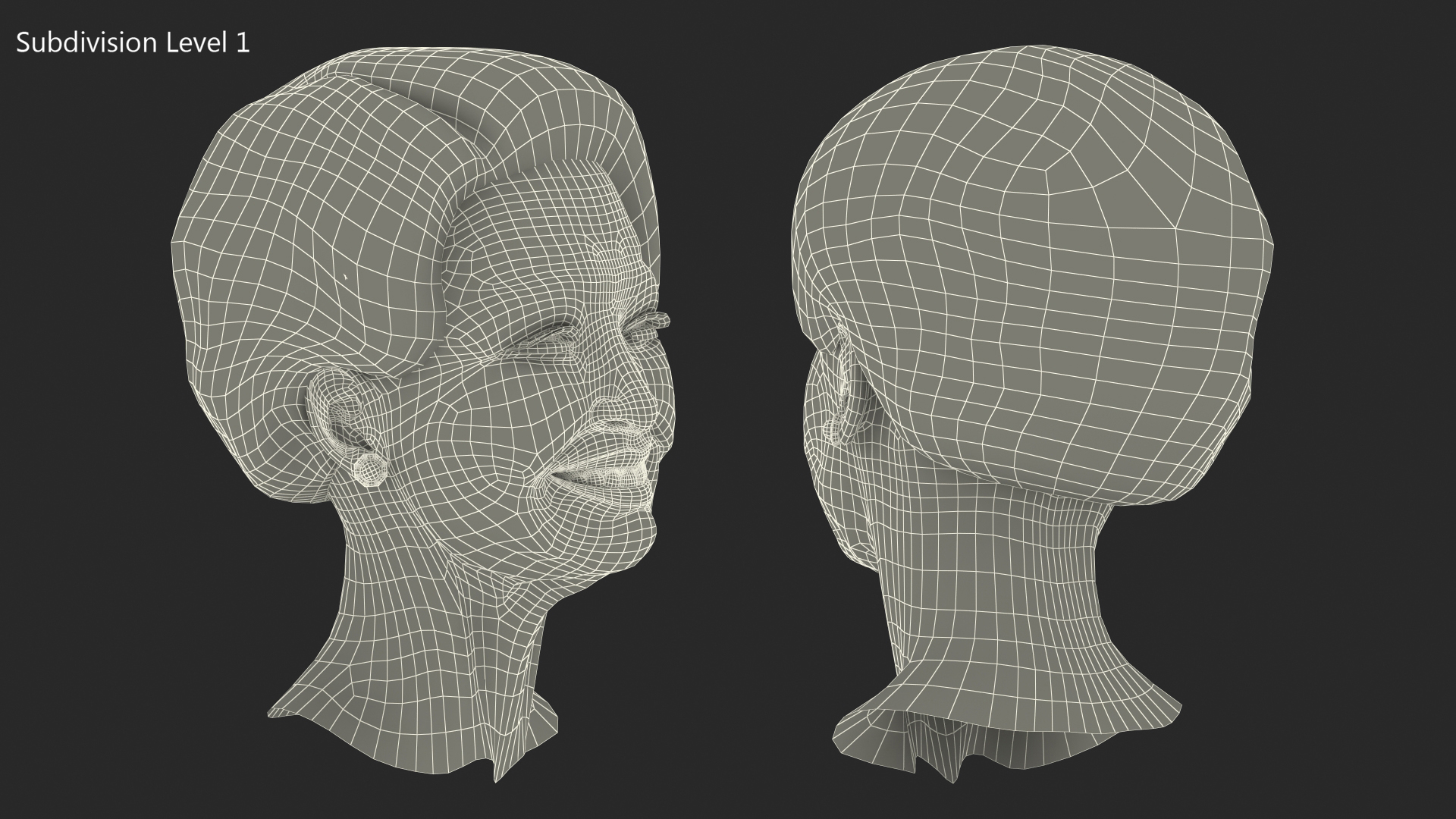 Elderly Chinese Woman Head Smiling 3D model