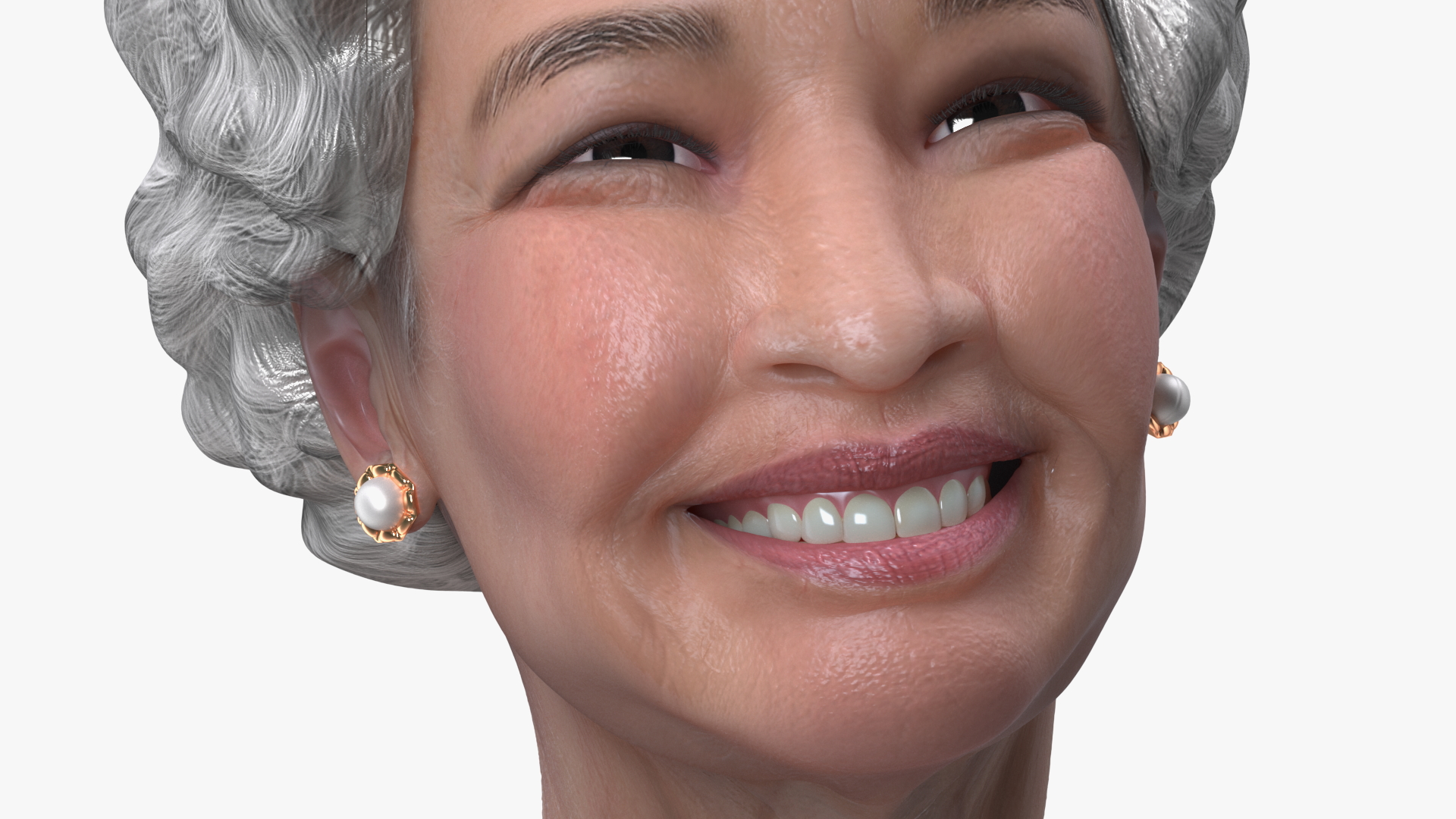 Elderly Chinese Woman Head Smiling 3D model