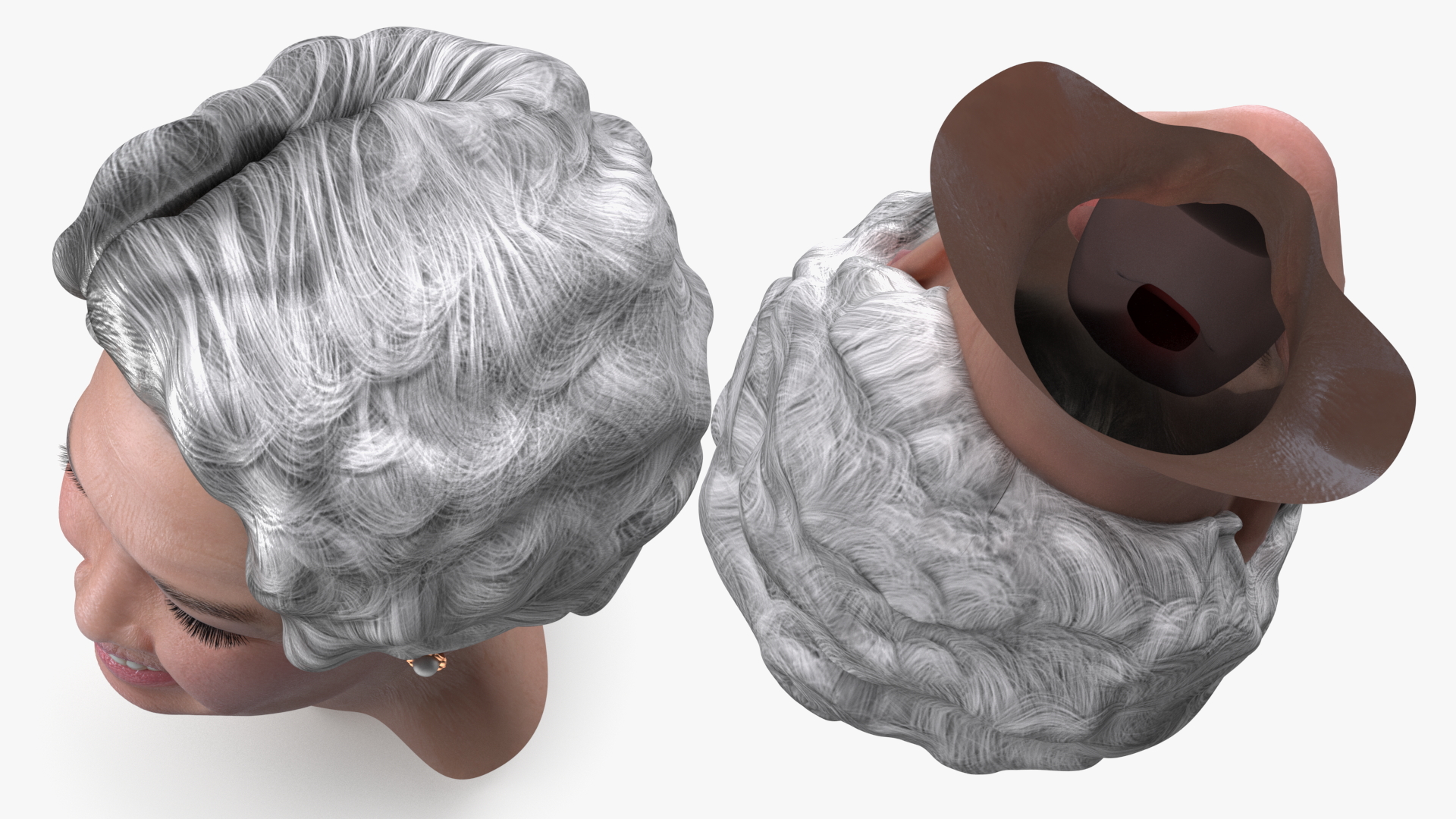 Elderly Chinese Woman Head Smiling 3D model