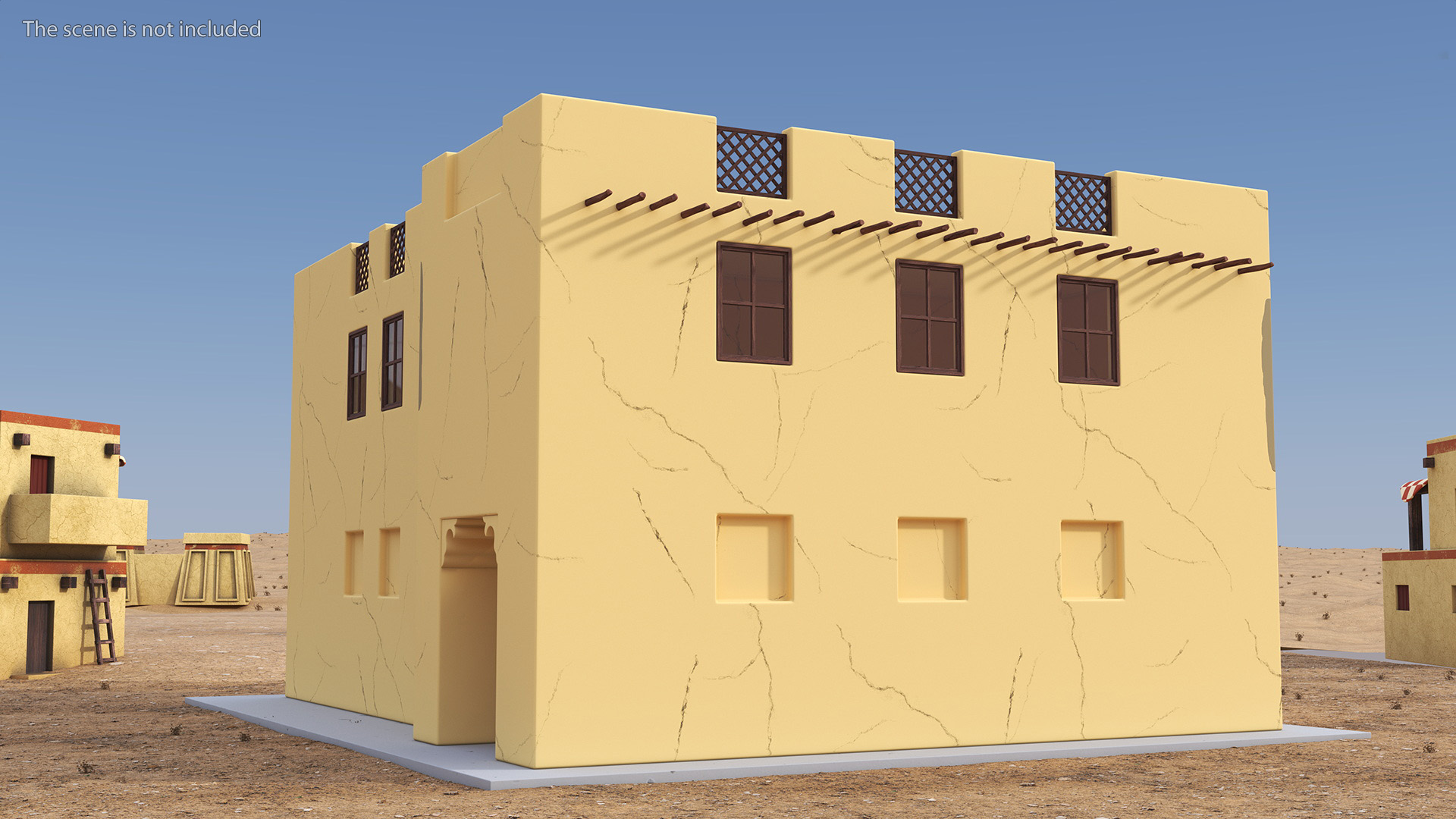 Cartoon Two Story Arab Adobe House 3D model