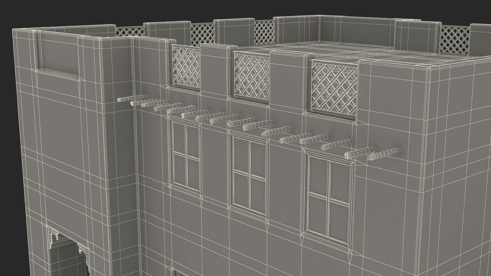 Cartoon Two Story Arab Adobe House 3D model