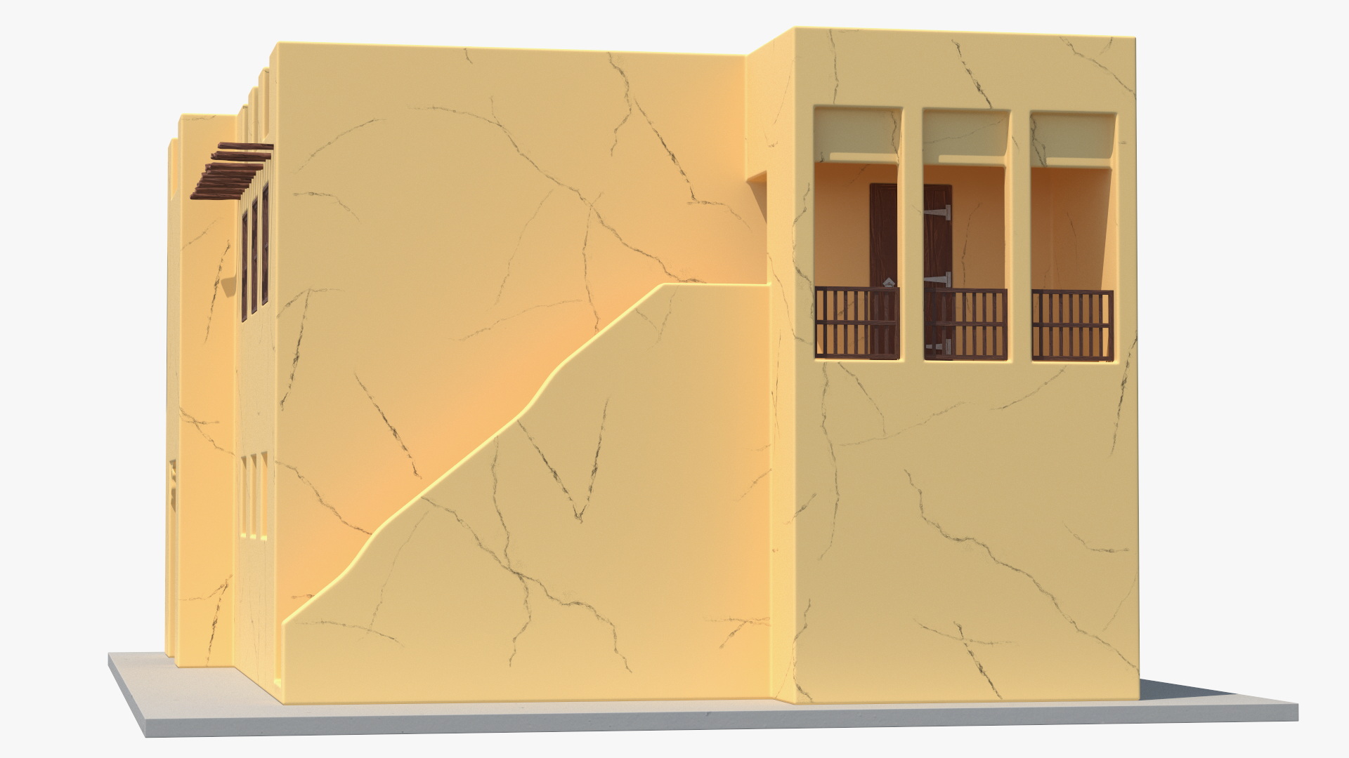 Cartoon Two Story Arab Adobe House 3D model