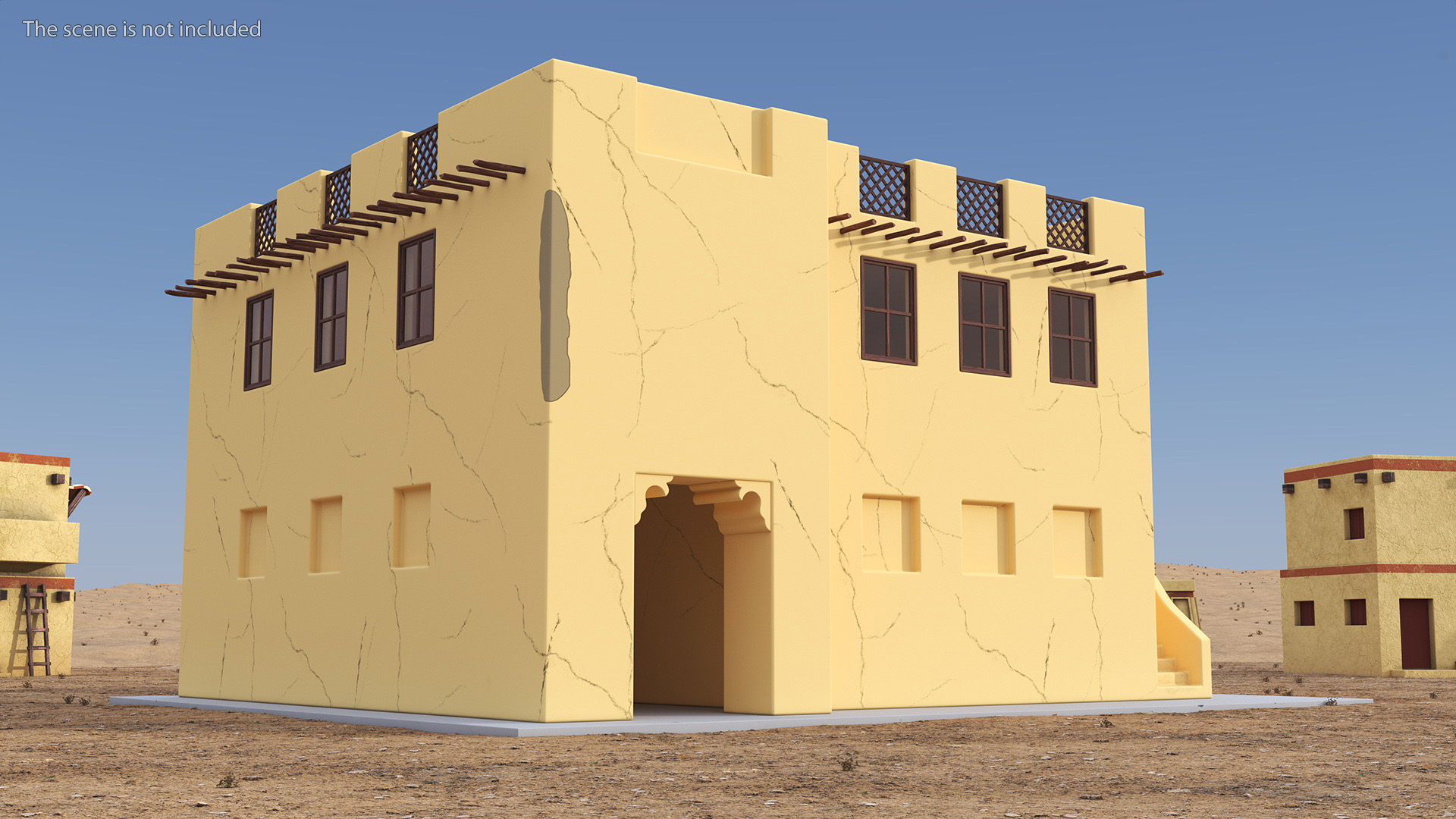 Cartoon Two Story Arab Adobe House 3D model